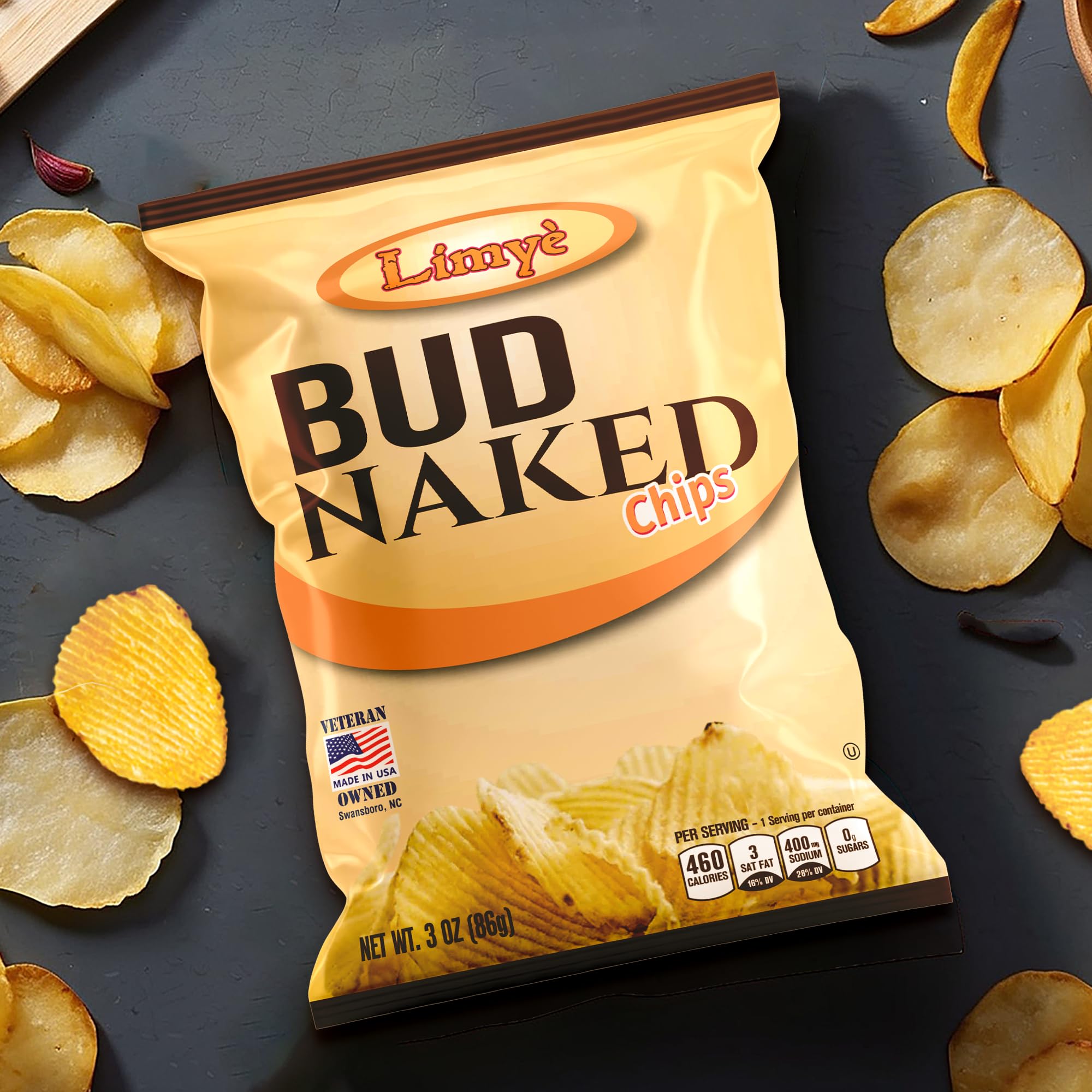 Limye’ Bud Naked Potato Chips - Healthy Kosher Certified Snacks Variety Pack (24 Pack) | Salted, Vegan, Gluten-Free, No Artificial Flavors | Perfect for Lunchboxes, Parties & On-the-Go Snacking