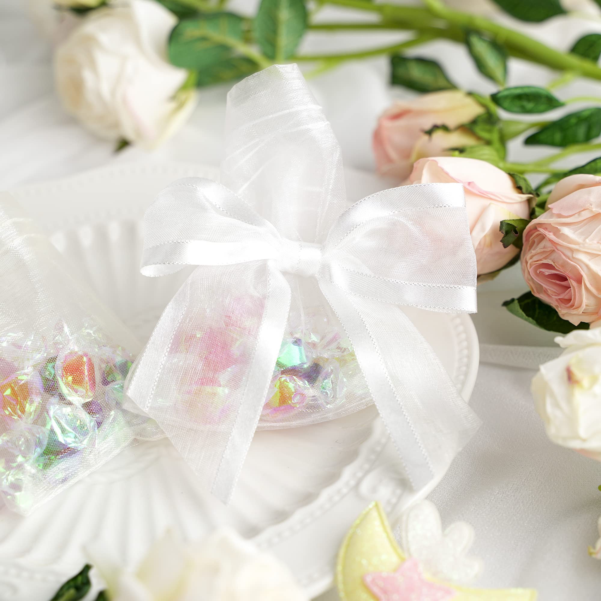 Premade White Bows for Wedding & Christmas Decor - 12 Pack
