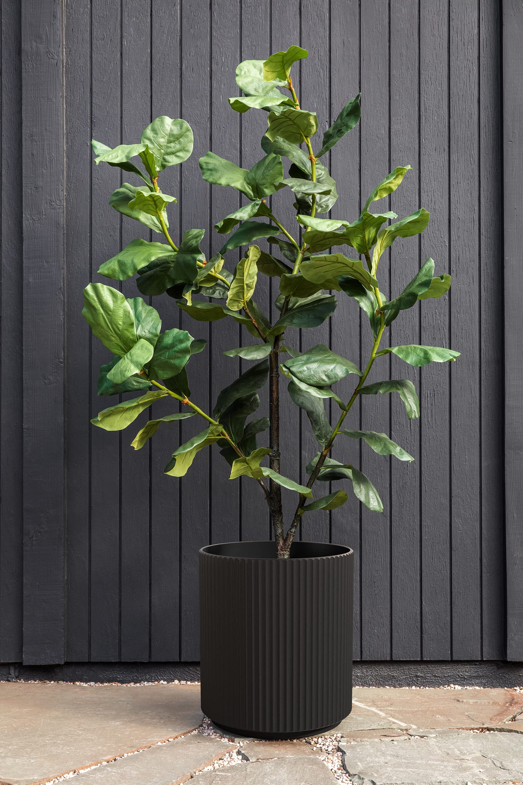 Veradek Mason Series Large Round Planter - Indoor Outdoor Modern Décor for Flowers, Trees, Tall Plants | Plastic & Concrete with Drainage Holes | Perfect for Patio, Balcony, Garden & Home Decor