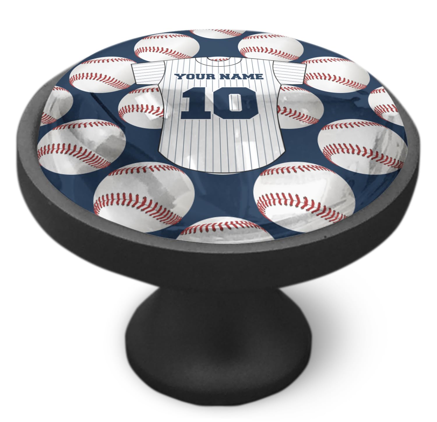 Custom Baseball Jersey Cabinet Knob - Black - Unique Baseball-Themed Drawer Pull for Kitchen, Bathroom & Furniture - Perfect for Sports Fans & Home Decor