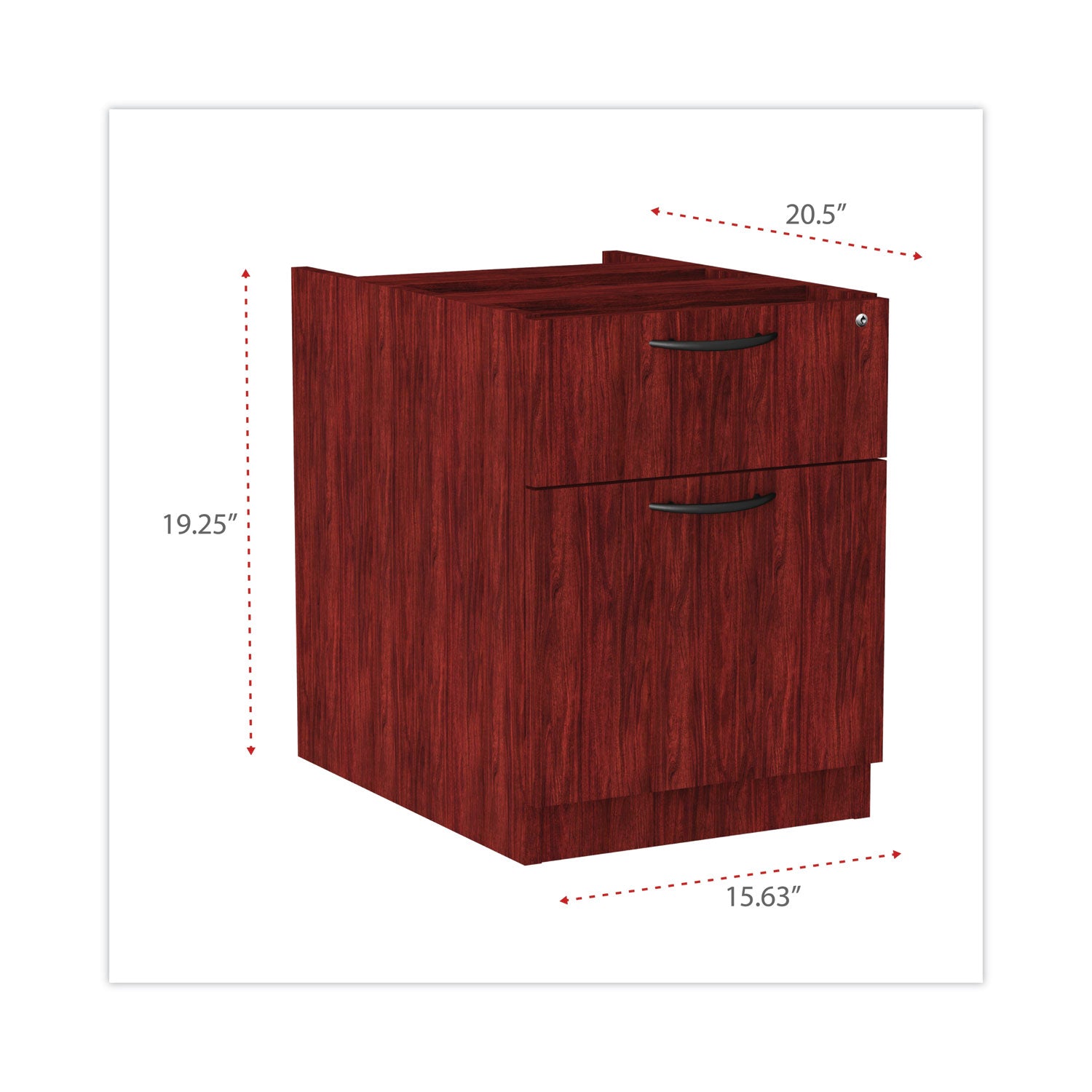 Alera Valencia Series Hanging Pedestal File Cabinet - 2 Drawers, Left/Right Opening, Legal/Letter Size, Mahogany Finish (15.63