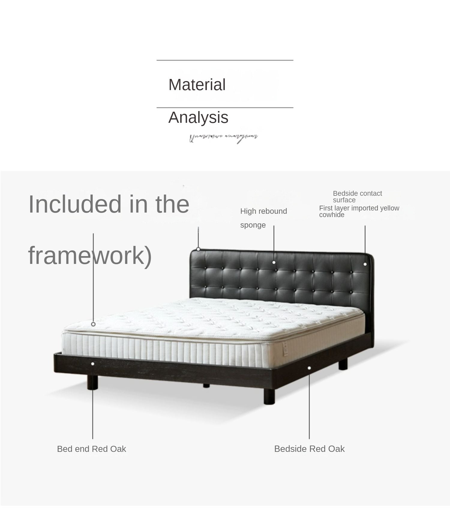 Premium Black Leather Suspension Bed - Luxurious & Durable for Bedroom, Guest Room, or Dorm - Enhances Comfort & Style