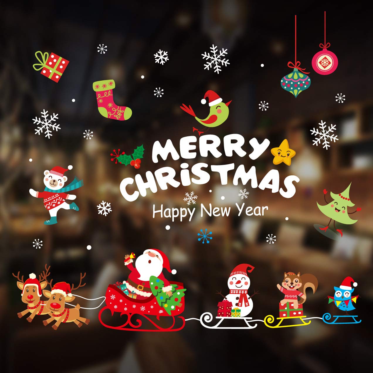 Yuto Christmas Window Clings - 24-Pc Holiday Window Decals & Wall Stickers Set for Home Decor - Festive Snowflake & Santa Designs - Perfect for Windows, Glass Doors & Mirrors (Christmas Party, Office & Classroom Decorations)