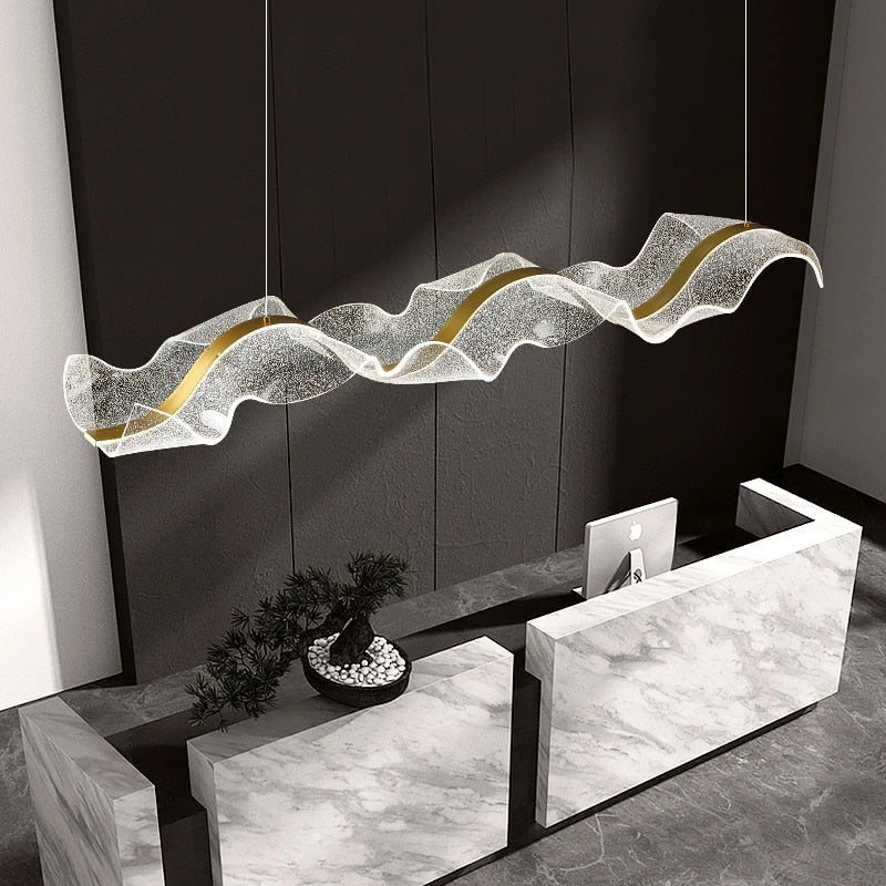 Wave LED Hanging Light Fixture - Modern Dimmable Pendant Lighting for Kitchen Island, Dining Room, Bar & Restaurant | Energy Efficient Indoor Ceiling Lamp for Home & Commercial Spaces