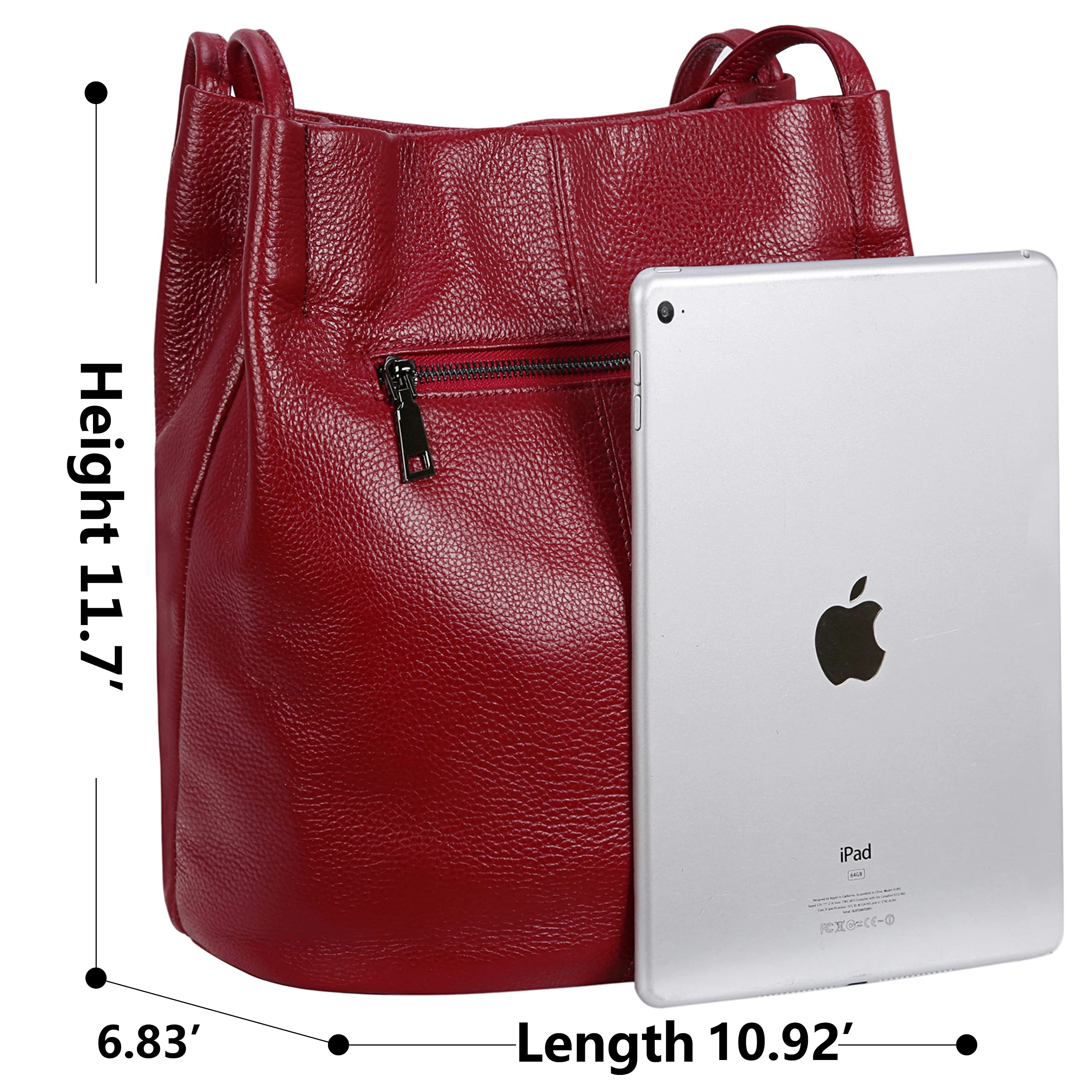 ISWEE Genuine Leather Tote Bucket Bag for Women - Stylish Hobo Shoulder Purse & Handbag | Perfect for Work, Travel & Everyday Use