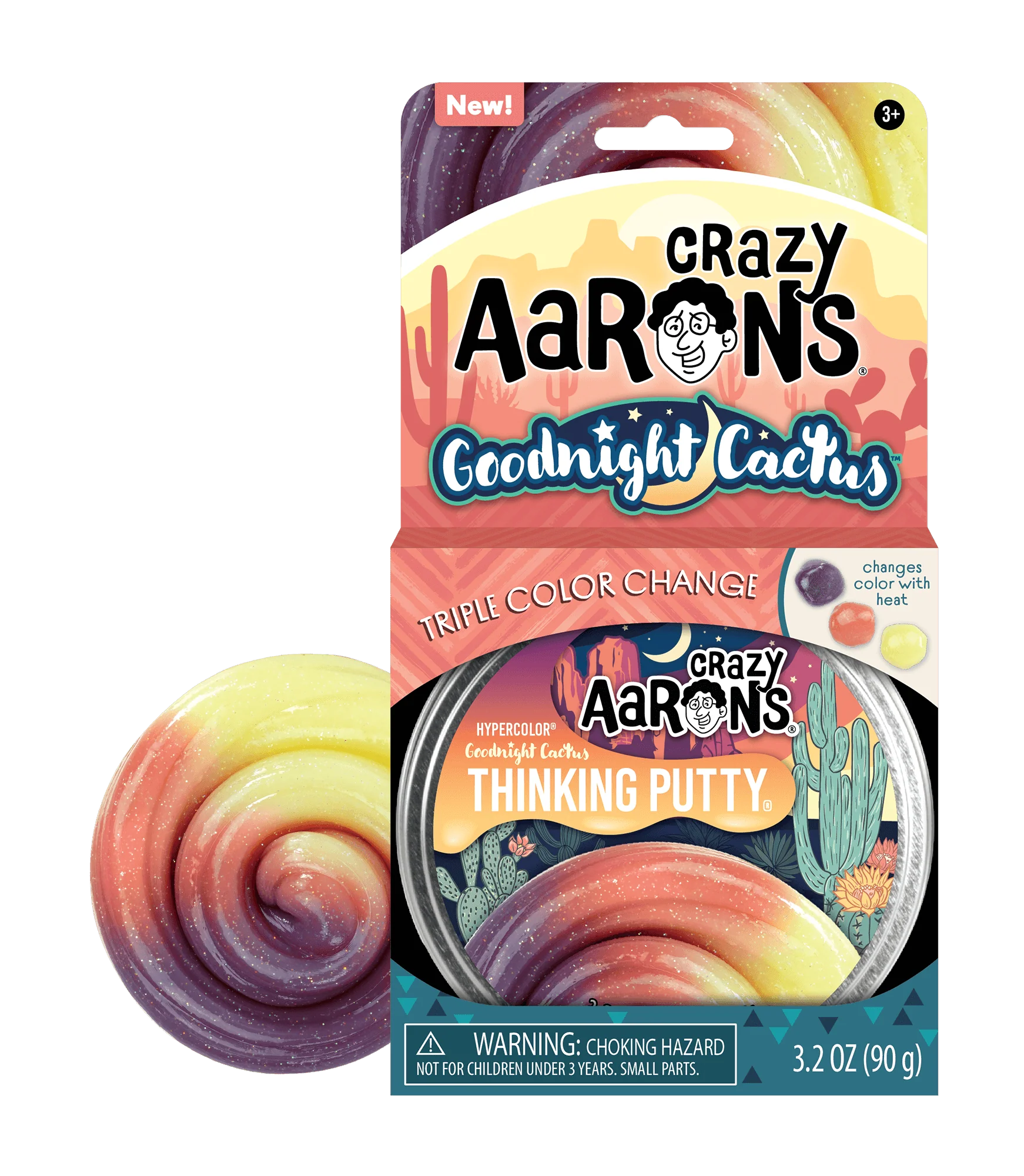 Crazy Aarons Trendsetters Putty Goodnight Cactus - Sensory Stress Relief Fidget Toy for Adults & Kids, Fun Desk Toy for Office, Classroom & Home Relaxation
