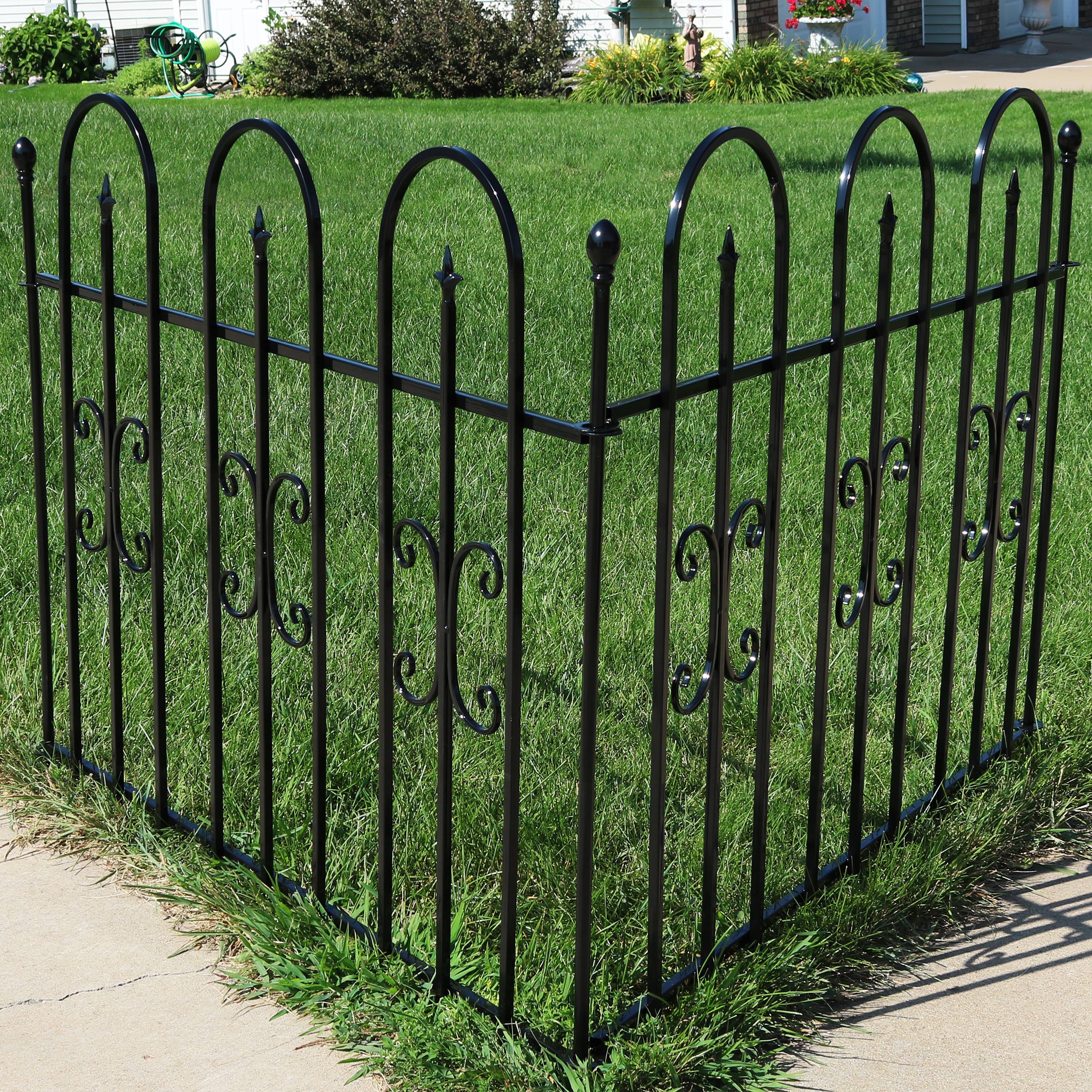 Sunnydaze 2-Piece Decorative Finial Border Fence - 8' Overall Length - Elegant Garden Edging for Flower Beds, Pathways & Outdoor Decor