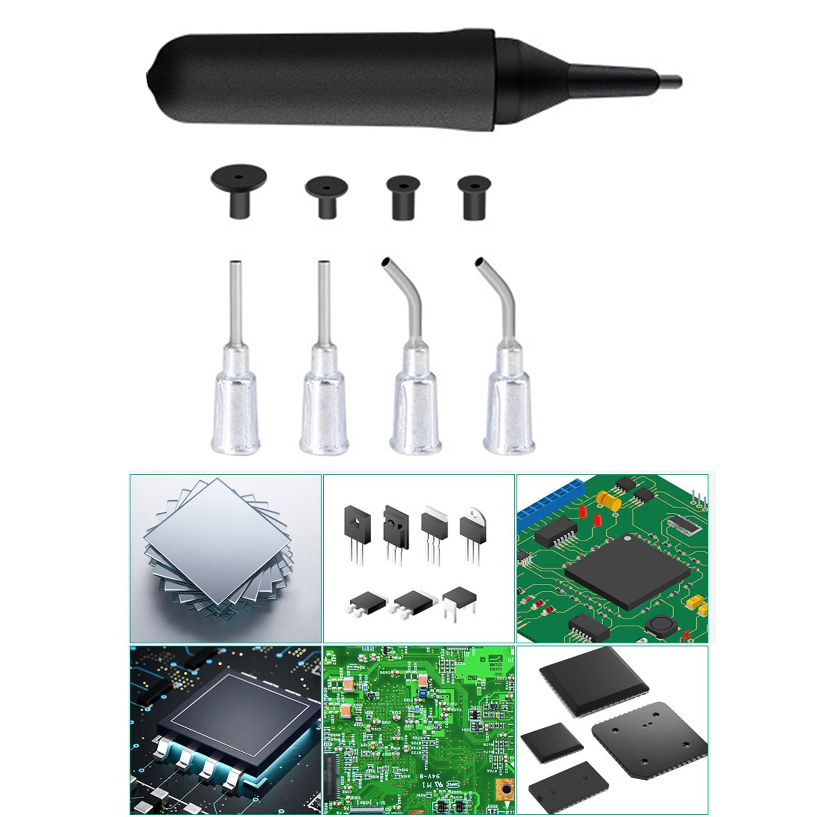 Vacuum Suction Pen with Suction Tips and Cups - Precision IC Chip Pickup Tool for Electronics Repair and Component Placement - Ideal for PCB Assembly, SMD Handling, and Microchip Repair