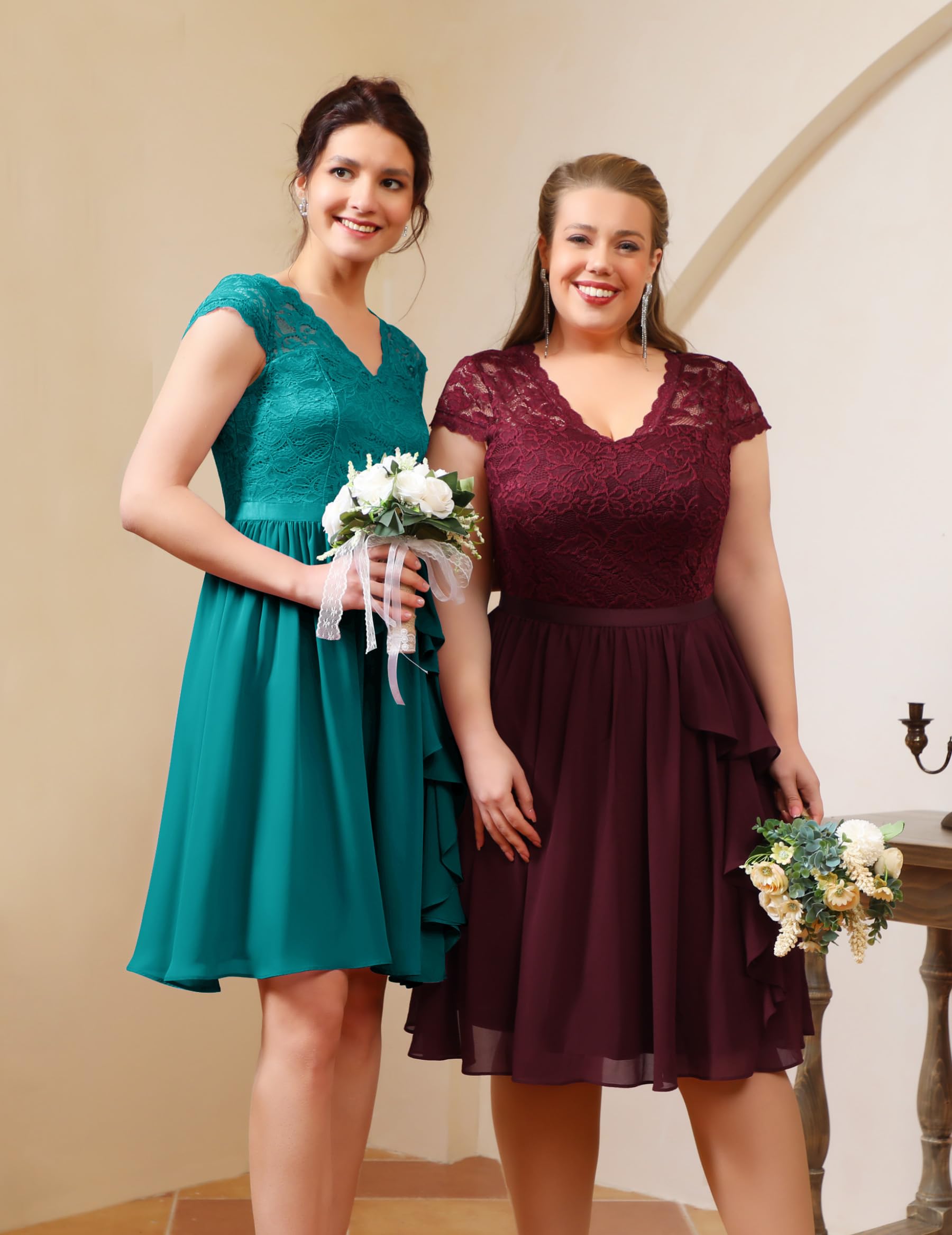 Wedtrend Women's Short Bridesmaid Dress 2024 | Floral Ruffle Prom Dress for Wedding Guest & Cocktail Party | Homecoming Dress for Formal Events & Special Occasions