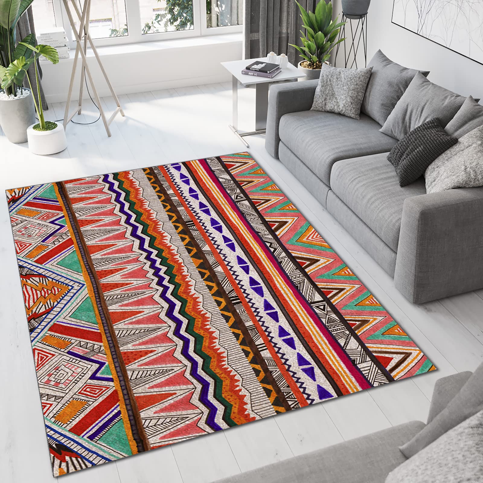 Modern Personality Living Room Rug with Creative Print Pattern - 3x5ft Washable Area Rug for Indoor Living Room, Bedroom, Dining, Hallway & Outdoor Terrace - Perfect for Home Decor, Cozy Spaces & High-Traffic Areas