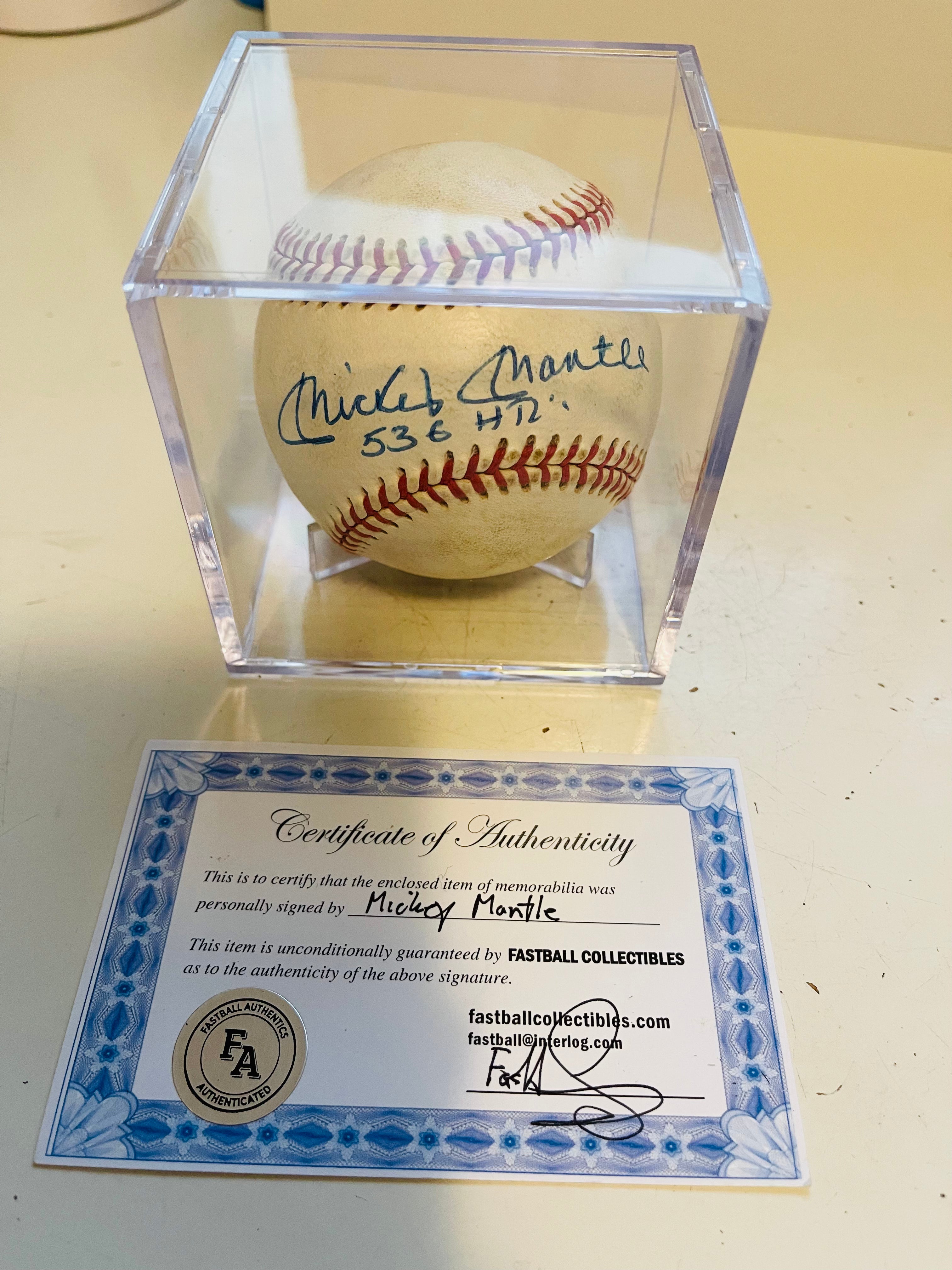 Authentic Mickey Mantle Autographed Baseball with Display Case & COA - Perfect for Collectors, Sports Memorabilia Fans, and Home Decor