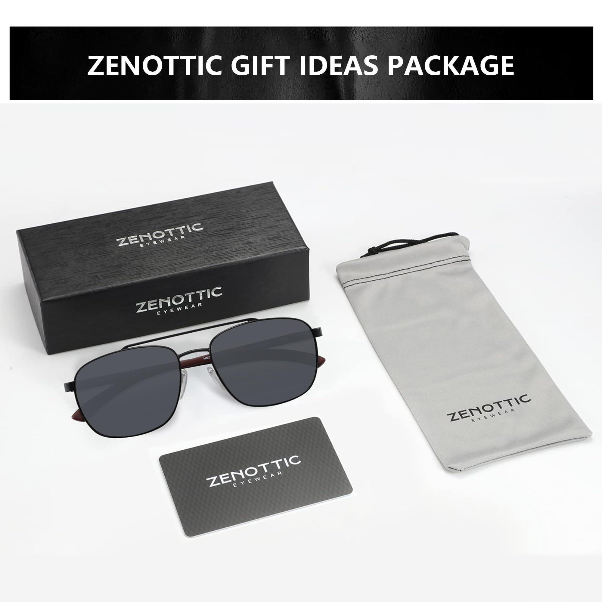ZENOTTIC Men's Aviator Wood Polarized Sunglasses - 100% UV Protection for Fishing, Driving & Golf - Stylish Wood Frame Shades for Outdoor Sports & Casual Wear