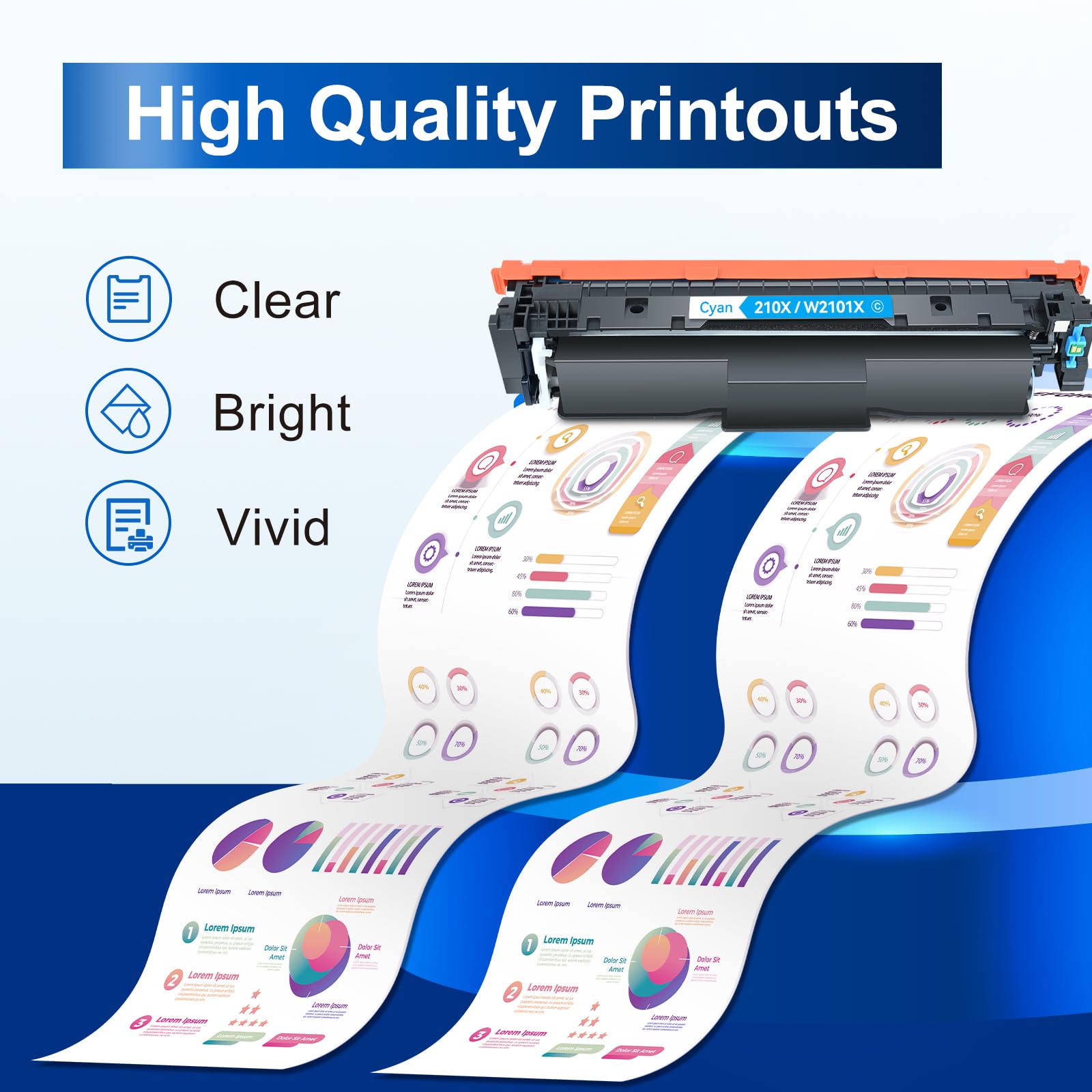 InkNI Compatible Toner Cartridges 4-Pack for HP 210X/210A/210 - High Yield Replacement for HP Color Pro MFP 4301fdw/4301fdn/4201dw/4201dn Printers (W2100X/W2100A) - Perfect for Office Printing & High Volume Documents