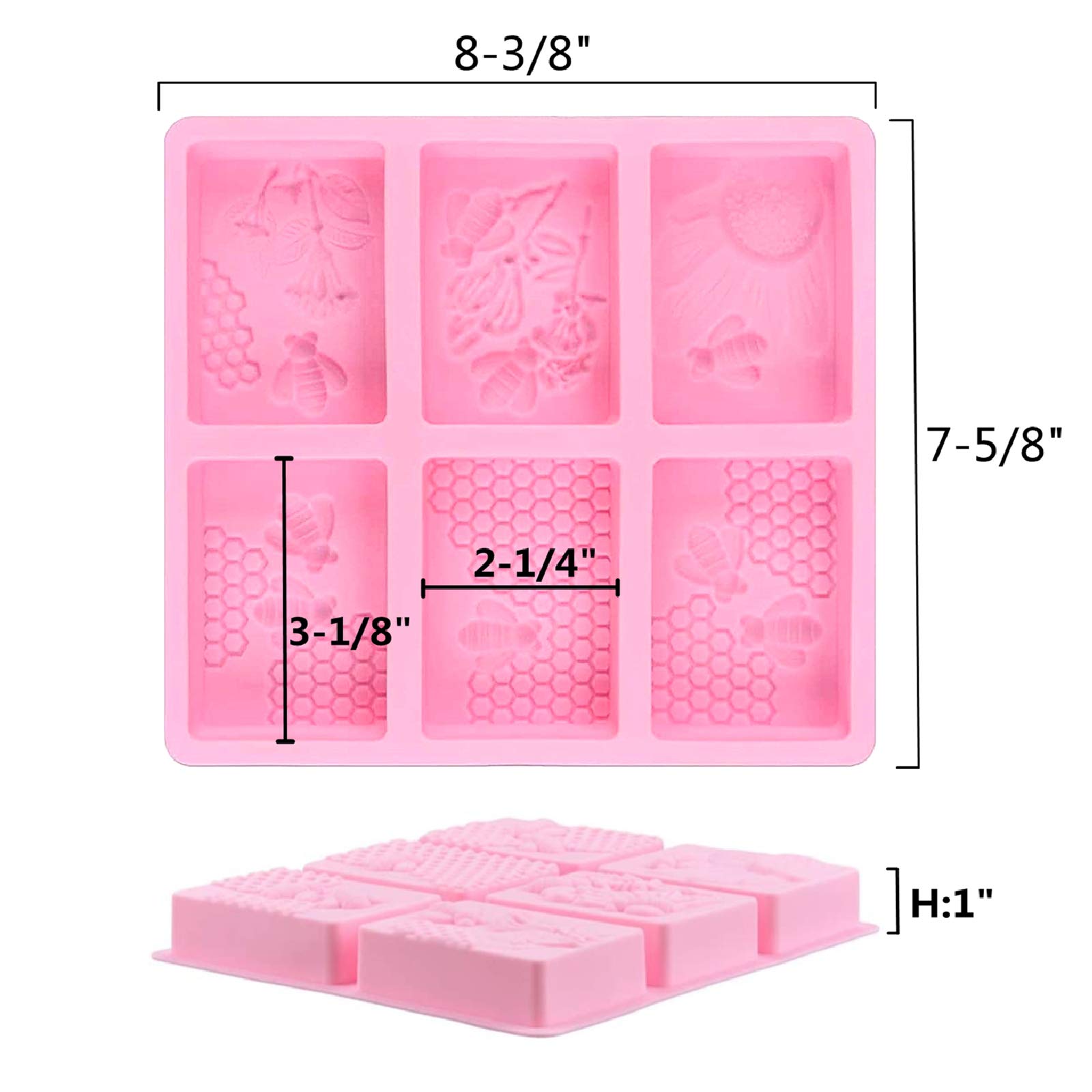 2Pcs Rectangle Bee Silicone Soap Molds - Reusable Honeycomb Molds for DIY Soap, Chocolate, Jelly, Candy Making | Perfect for Homemade Crafts, Bath Bombs & Party Favors