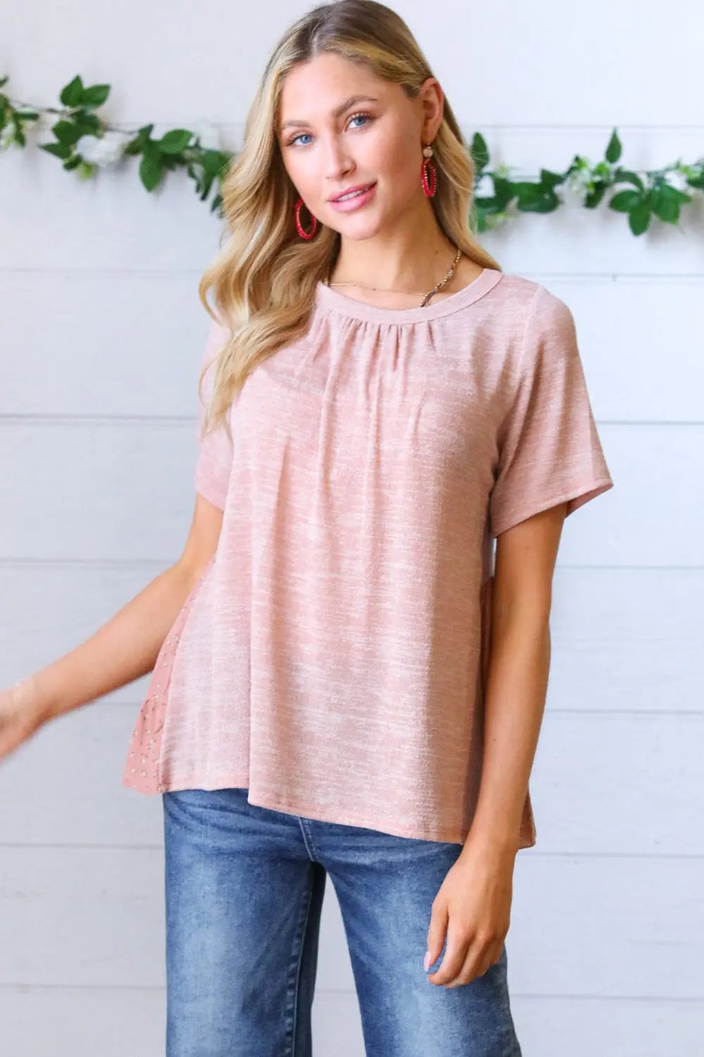 Mauve Tie Back Crinkle Floral Top for Women - Elegant Summer Blouse with Ruffled Sleeves - Perfect for Beach Outings, Date Nights & Casual Wear