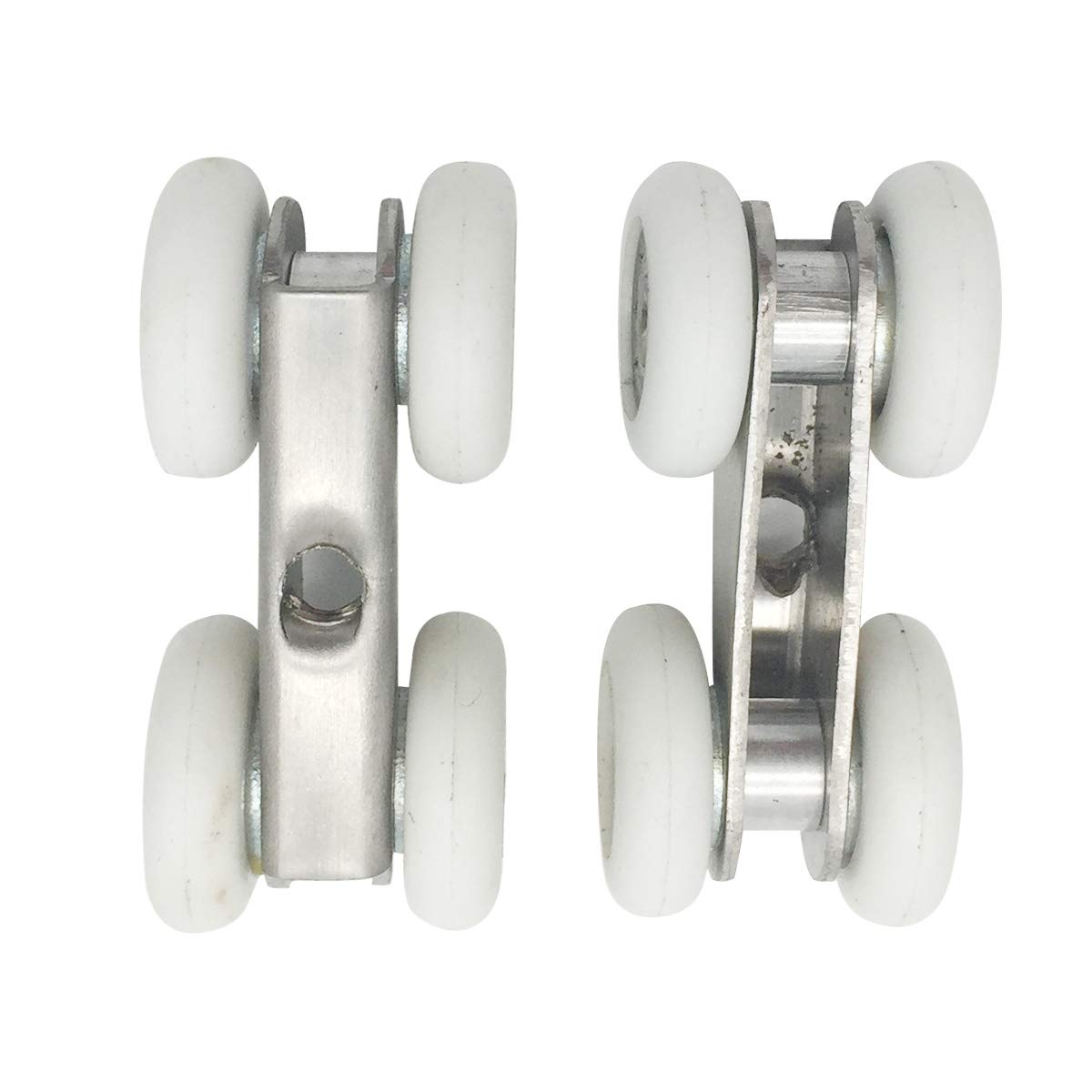 Premium Zinc Alloy 4-Wheel Sliding Wardrobe Closet Door Roller Set - Heavy Duty Furniture Hardware Pulley Wheels (2PCS) for Smooth Sliding Doors - Perfect for Bedroom, Walk-in Closet and Cabinet Doors