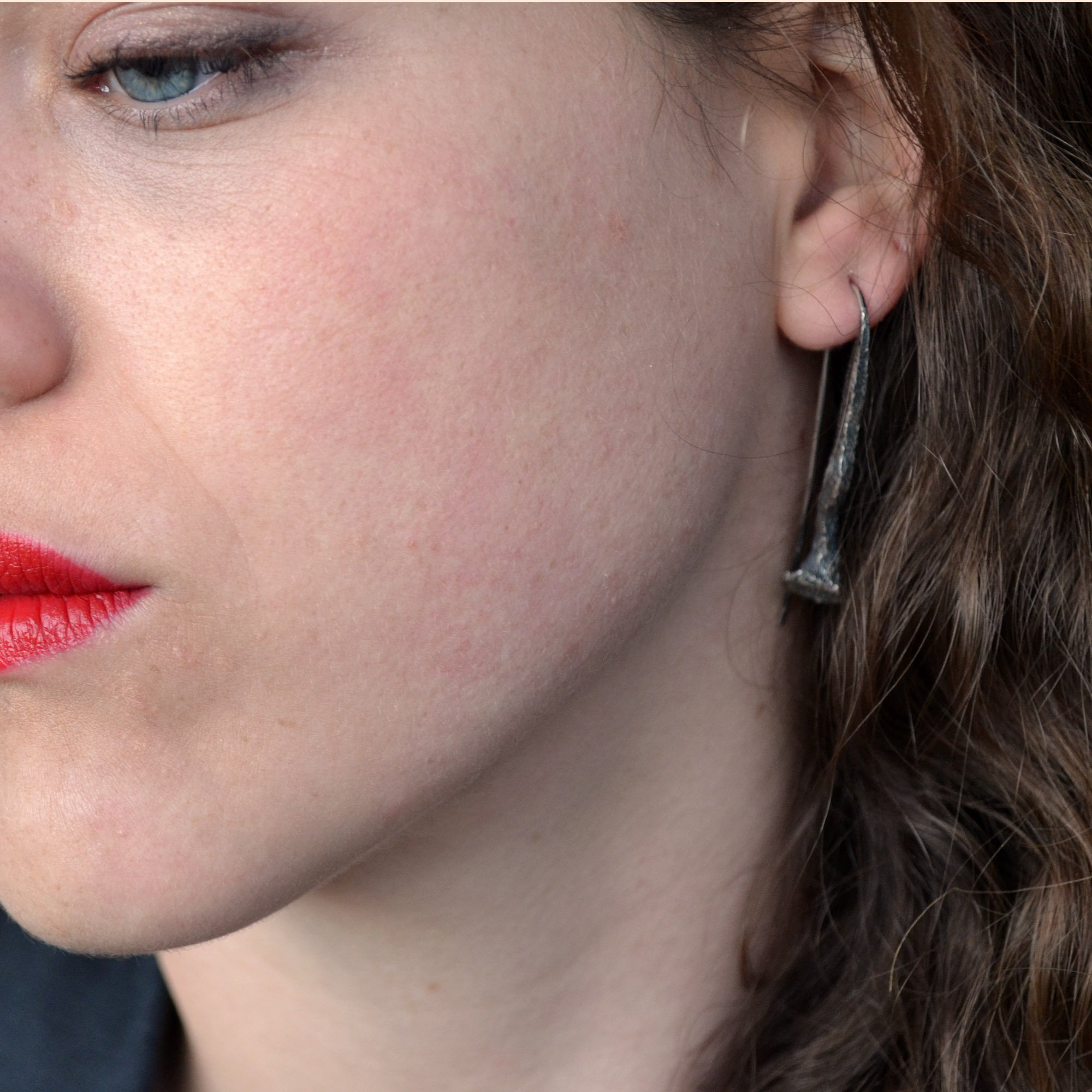 Oxidized Sterling Silver Statement Earrings by Microfficina - Elegant Nail Design for Women, Perfect for Parties, Weddings & Special Occasions