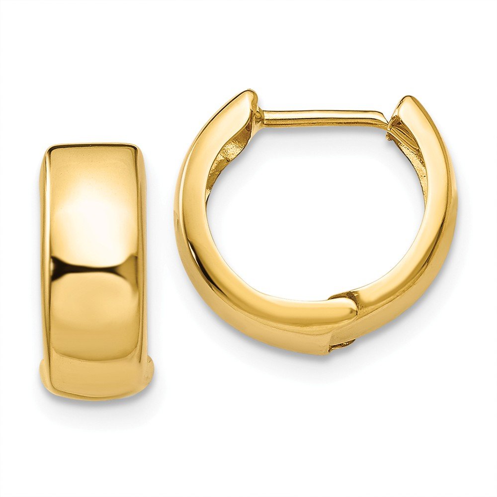 14K Yellow Gold Hinged Hoop Huggie Earrings for Women - 12mm x 12mm Small Dainty Everyday Stud Earrings - Perfect for Work, Date Night & Gifts