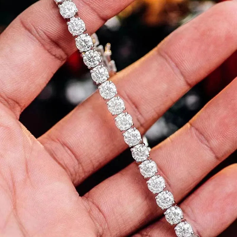 10K Real Gold Moissanite Tennis Bracelet for Women - 2-3mm D Color VVS1 Moissanite Diamond Link Chain Bangle (Passes Diamond Tester) - Perfect Gift for Anniversary, Wedding & Special Occasions