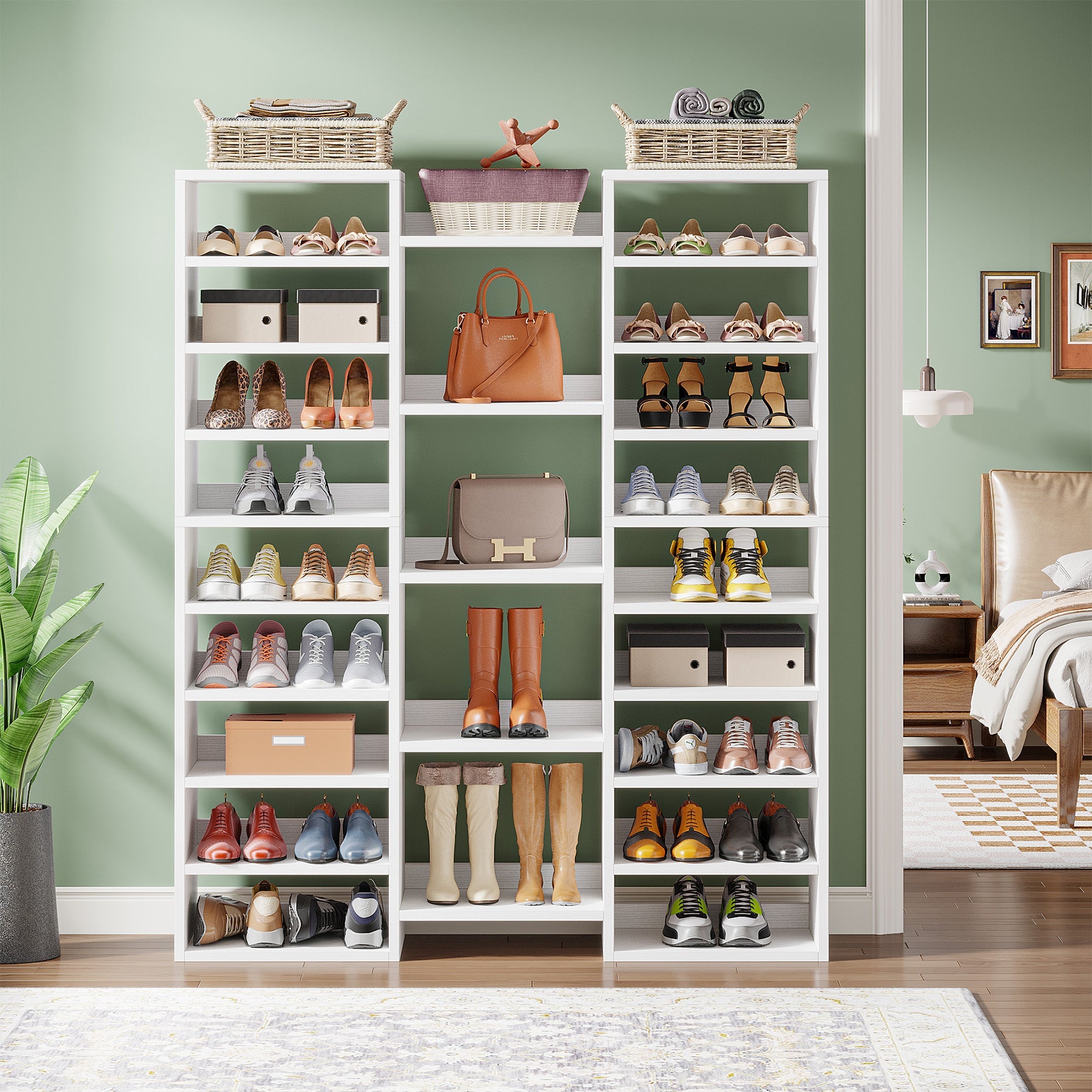 Wooden Shoe Rack - Freestanding Shoe Organizer with 23 Storage Shelves for Entryway, Closet & Mudroom Organization | Space-Saving Shoe Storage Solution for Home & Office