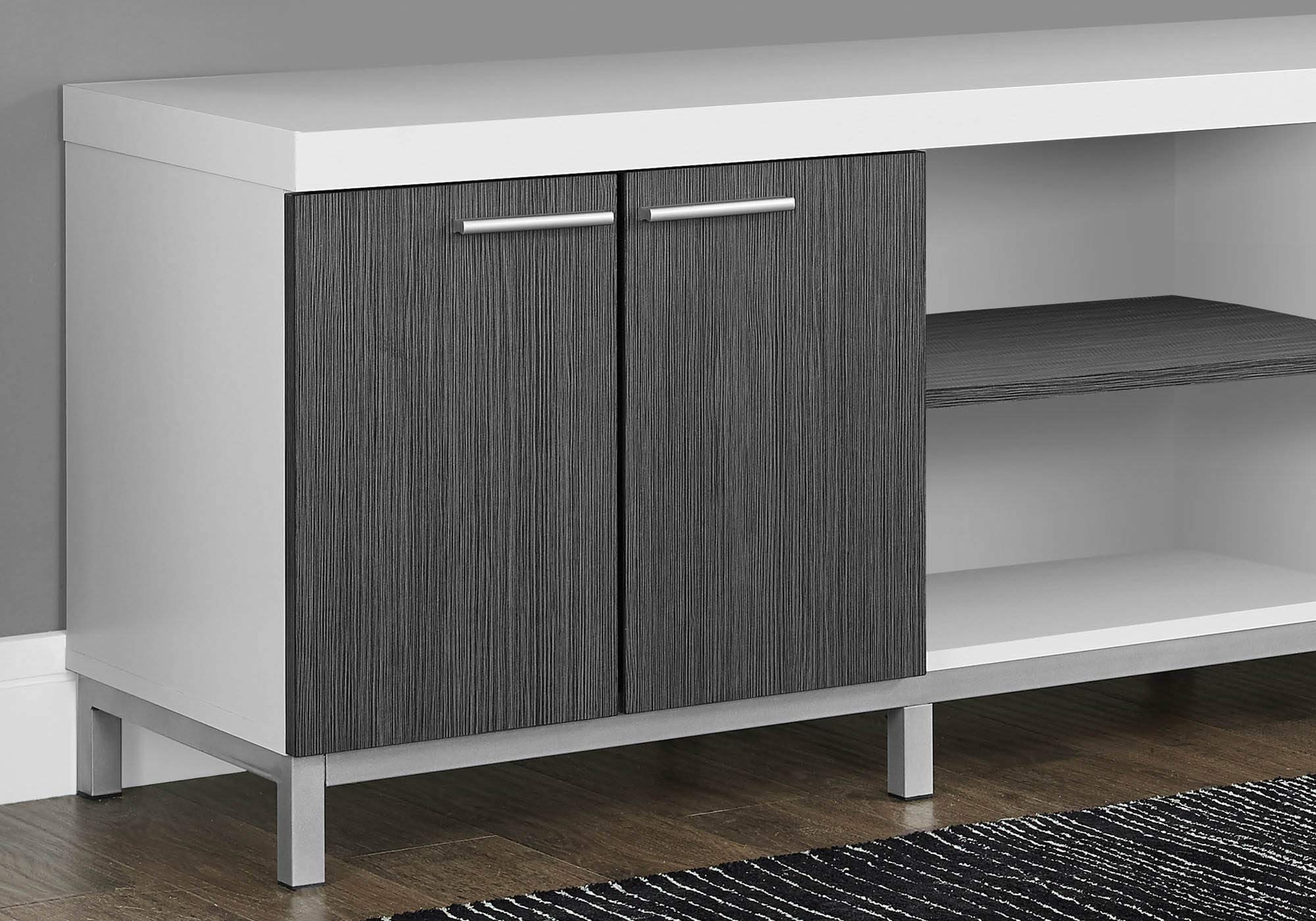 Offex Modern 60 Inch TV Stand with Storage - White & Grey Finish for Living Room, Bedroom, or Home Theater Setup