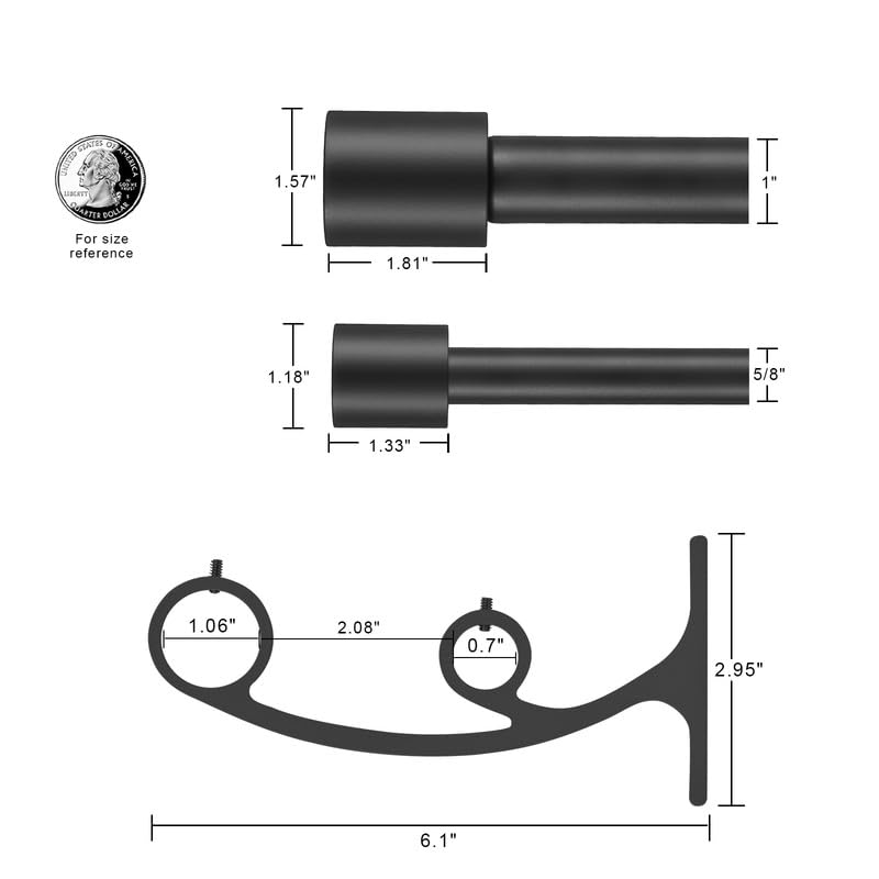 72 to 144 Inch (6-12ft) Matte Black Heavy Duty Double Curtain Rod - 1