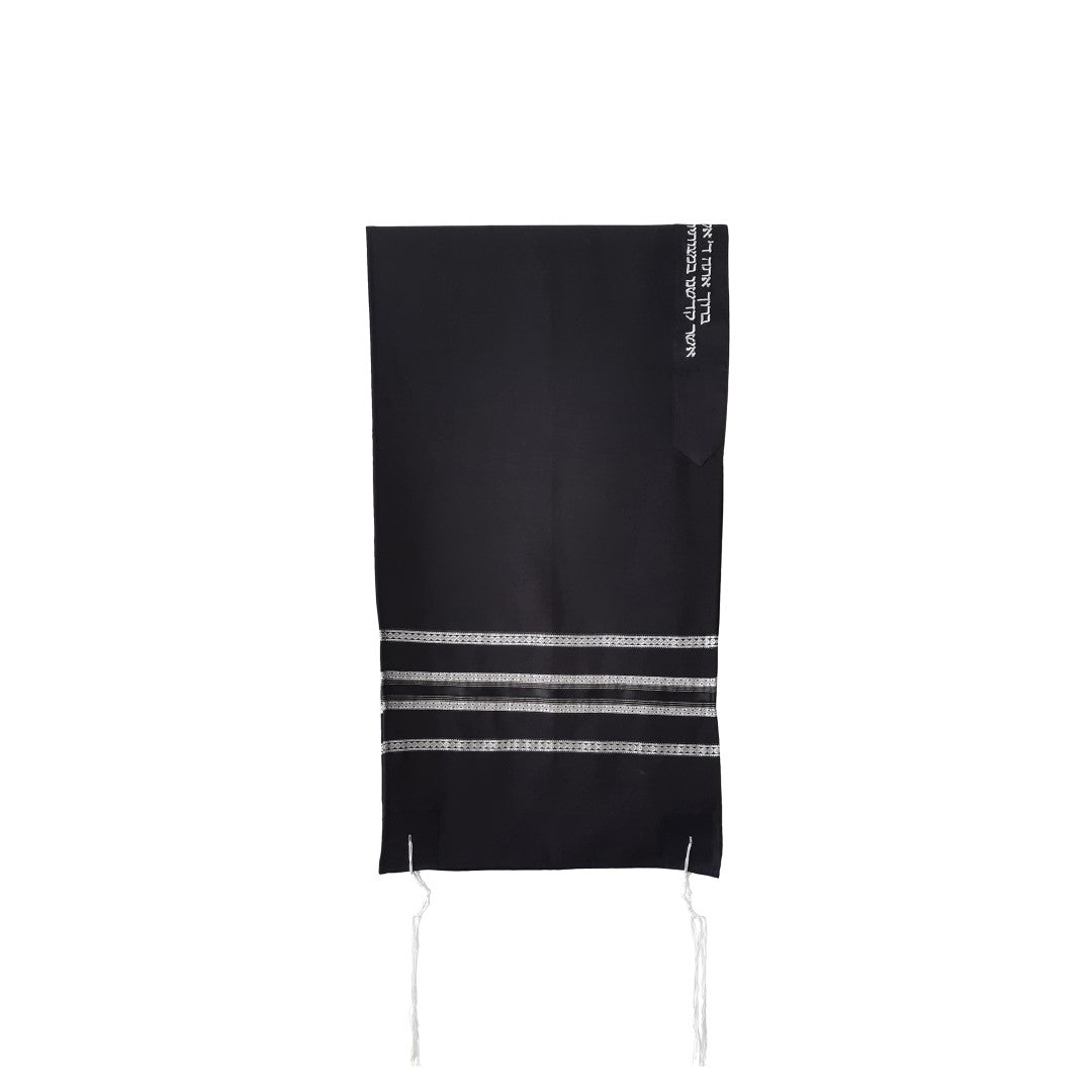 Premium Black Tallit for Men - Elegant Bar Mitzvah Prayer Shawl Set with Tzitzit | Perfect for Jewish Religious Ceremonies & Synagogue Worship