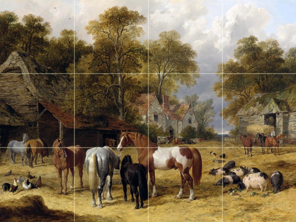 John Frederick Herring Farmyard Tile Mural - 4x3 6