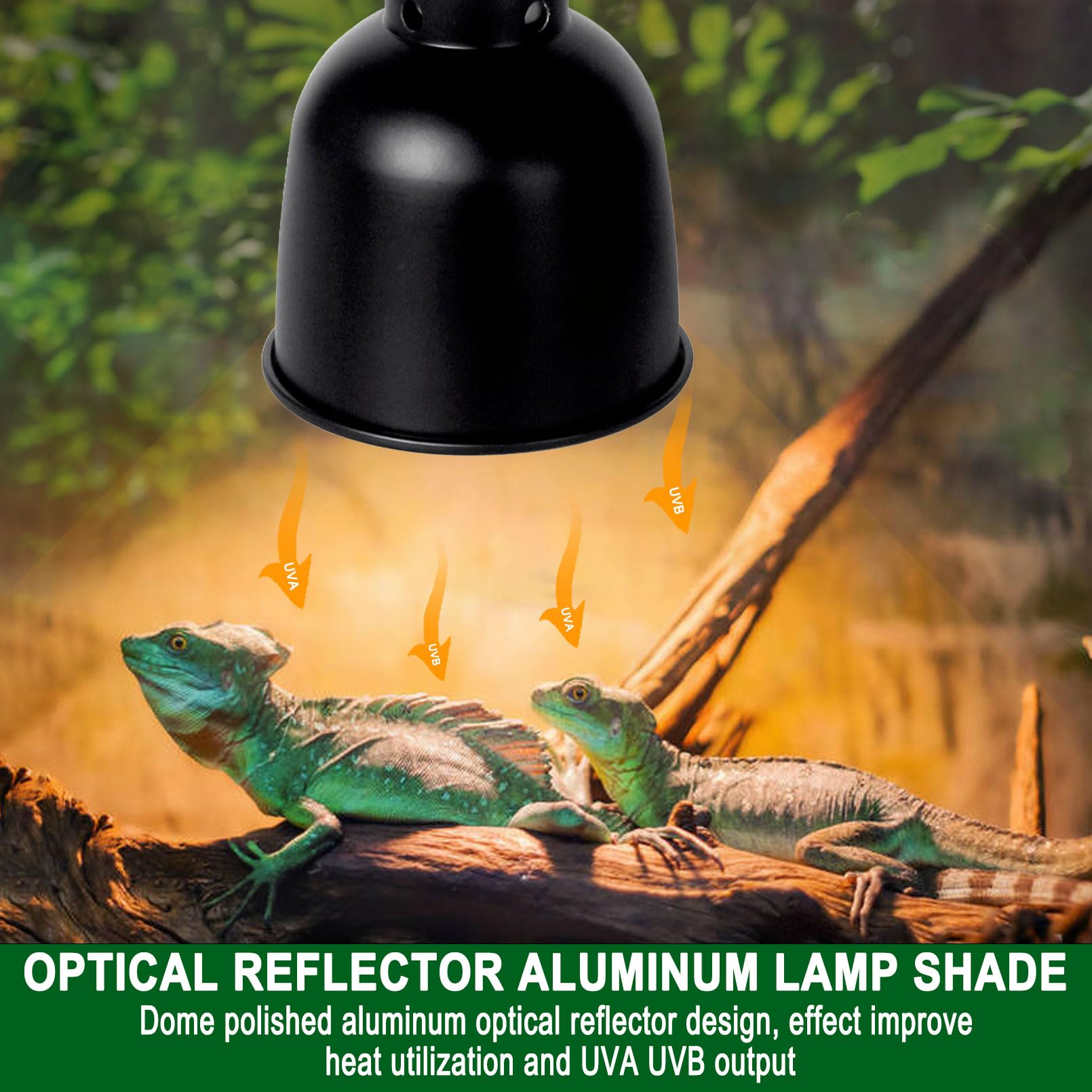 BNOSDM 5.5 Inch Deep Dome Reptile Heat Lamp Fixture - UVB UVA Bulb Holder for Basking & Optical Reflection - Ideal for Reptile Tanks, Terrariums & Amphibian Habitats (Perfect for Bearded Dragons, Turtles & Lizards)