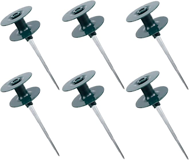 Coloch 6 Pack 10-Inch Heavy Duty Zinc Garden Hose Stake Guides - Metal Hose Protector Spikes with Spin Top for Flower Beds, Lawn, Yard & Greenhouse - Perfect for Plant Protection & Organized Watering Systems