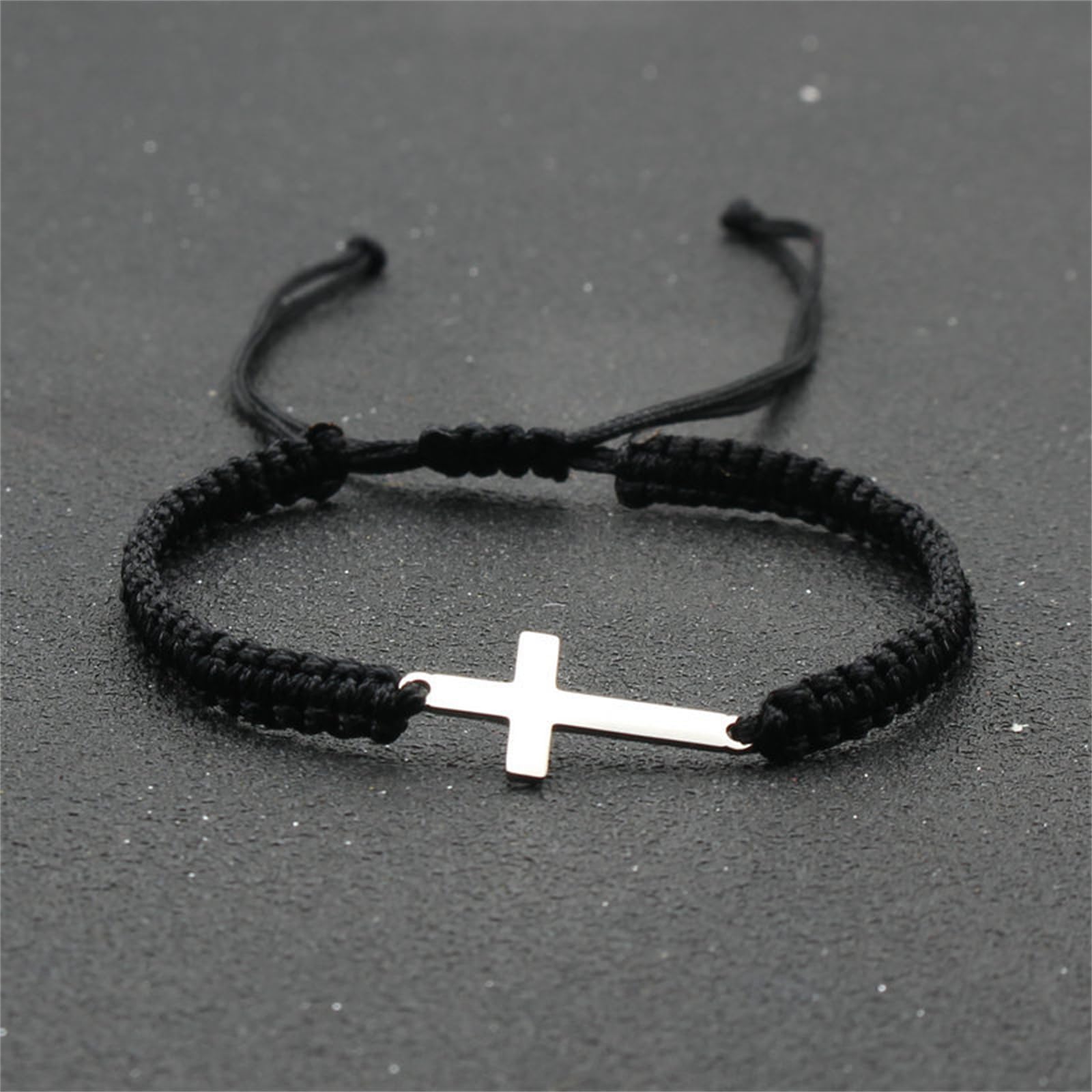 Handmade Cross Braided Protection Bracelet for Women & Men - Stainless Steel Charm with Red & Black String Rope - Lucky Christian Jewelry for Birthday, Christmas & Religious Gifts - Perfect for Daily Wear, Prayer & Spiritual Protection