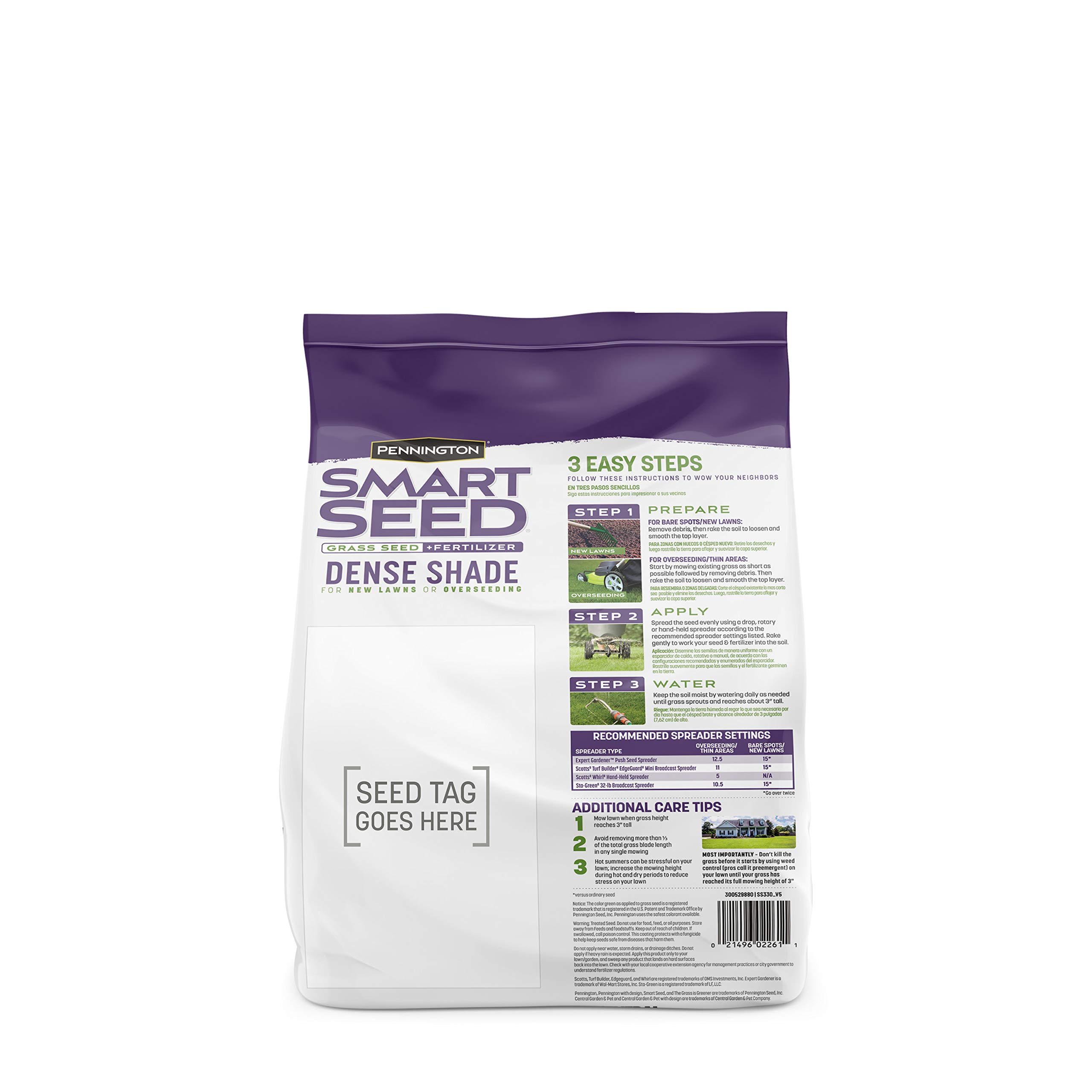 Pennington Smart Seed Dense Shade Grass Mix 3 lb - Premium Shade-Tolerant Grass Seed for Lawns | Perfect for Low-Light Areas, Under Trees & Northern Yards