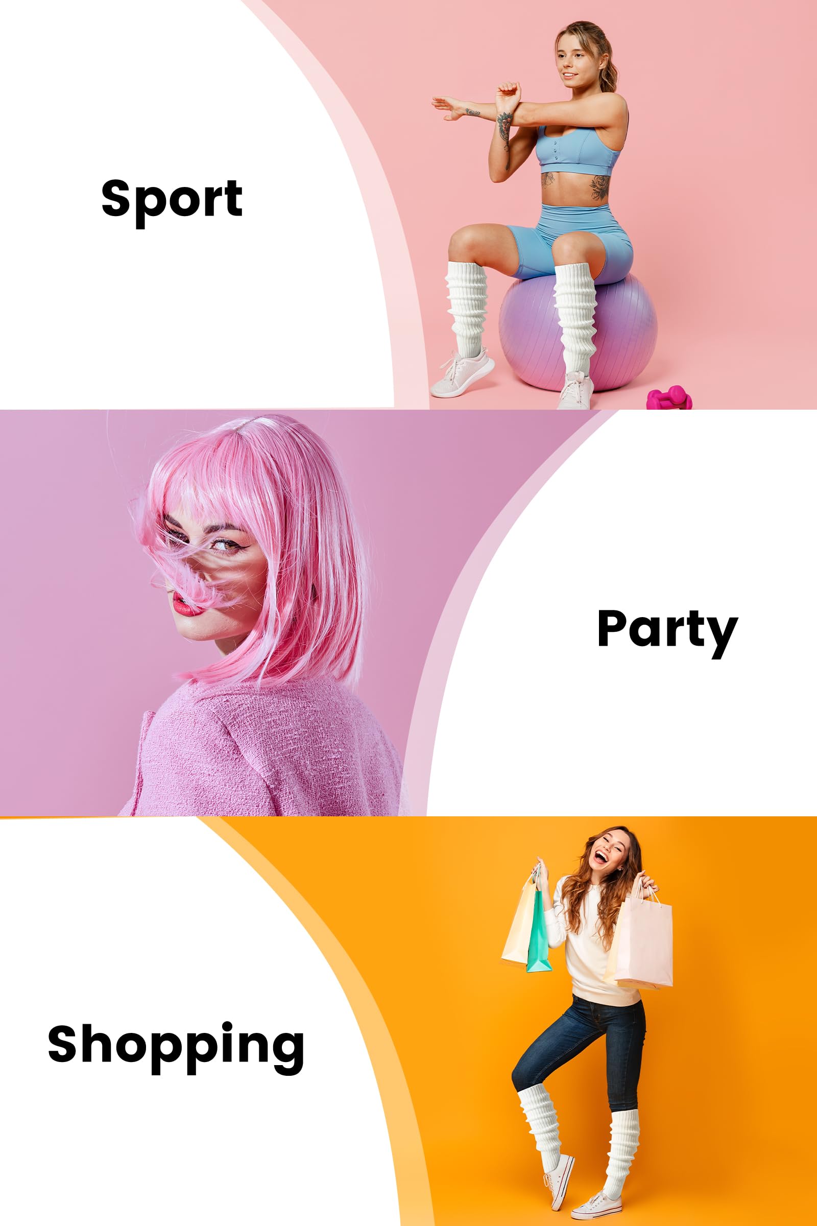 Clothirily Women's Knit Leg Warmers - Neon 80s Style Fashion Accessories for Sports, Party & Yoga | Warm & Stylish Winter Workout Gear