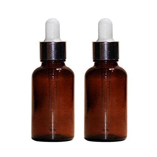 2-Pack 30ml Amber Glass Dropper Bottles - Refillable Essential Oil Bottles for Serums, Face Oil, Beauty Oil & Aromatherapy | Leak-Proof Travel Size for DIY Skincare & Home Fragrance