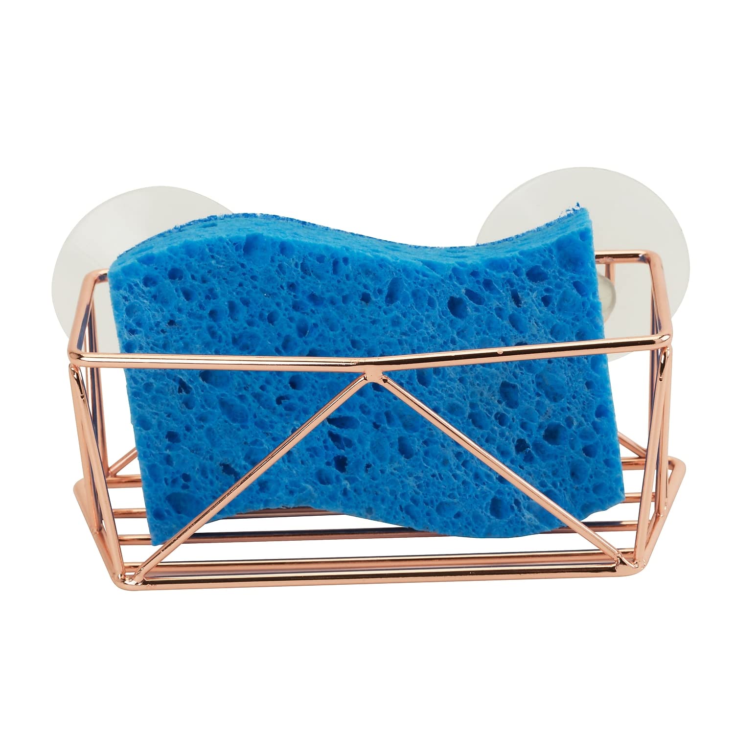 Durable Iron Geode Suction Cup Sponge Holder with Rust-Resistant Finish | Strong Suction Cup Stabilizers | Kitchen Sink Organizer Accessories | Perfect for Dishwashing & Countertop Organization