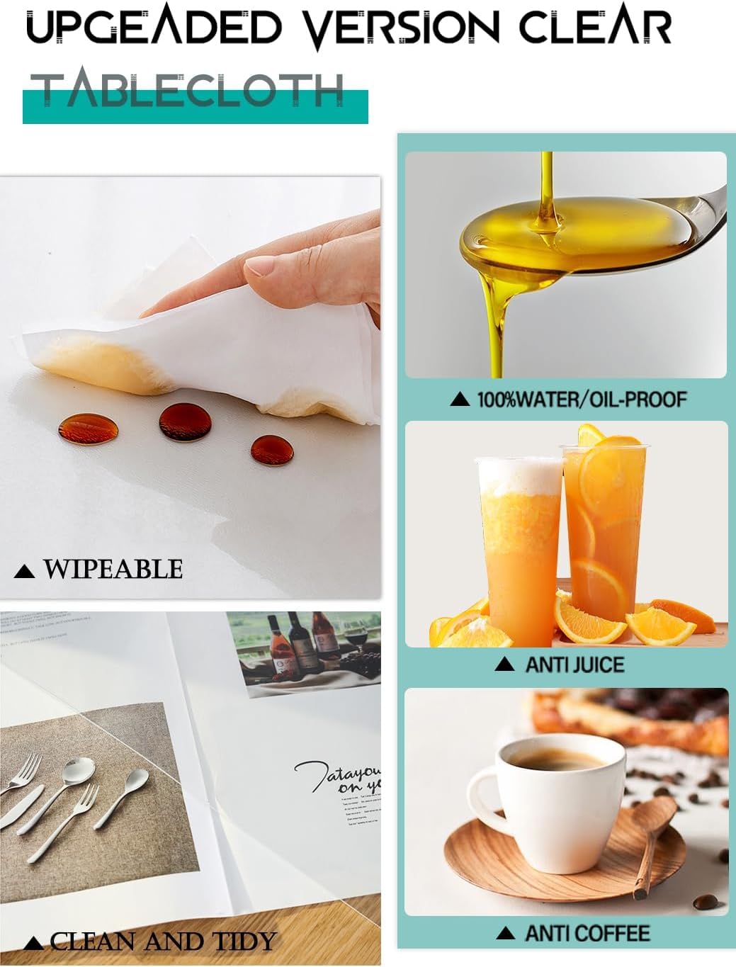 54x120 Inch Clear Plastic Table Cover Protector - Crystal Table Pad for Dining Table, Writing Desk, Countertop, Coffee Table & Night Stand - Waterproof & Scratch-Resistant for Home & Office Use