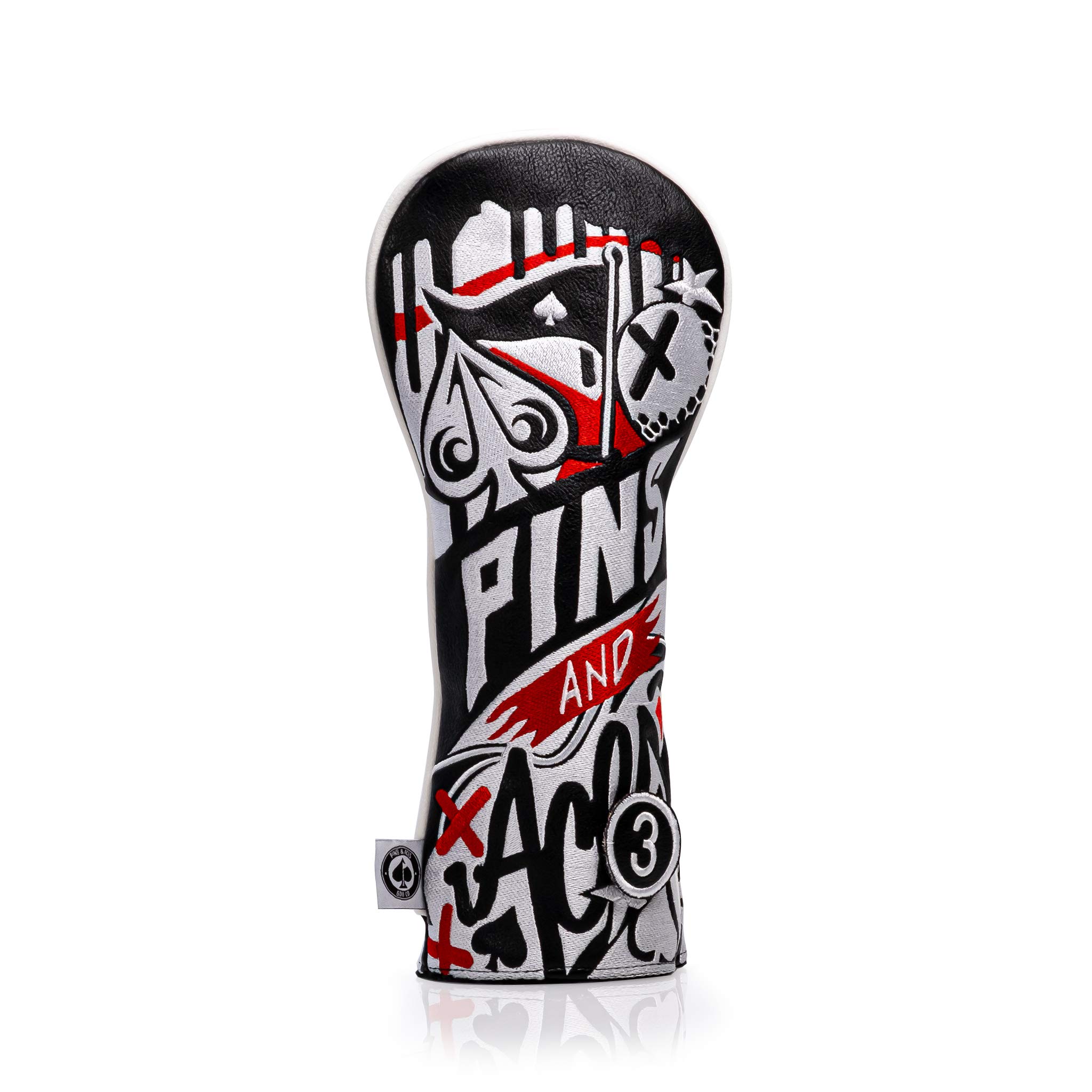 Pins & Aces Golf Co. LE Graffiti Head Cover - Premium Handmade Leather Golf Club Cover - Urban Style Tour Quality Headcover for Drivers & Woods - Customize Your Golf Bag for Driving Range & Course Play
