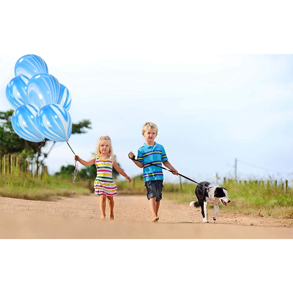 50pcs Blue Marble Balloons 12 Inch - Agate Latex Swirl Balloons for Birthday Party, Wedding, Baby Shower, Easter, Halloween Decorations - Perfect for Photobooth Backdrops & Festival Balloon Arches