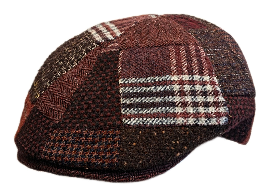 Stylish M Flechet Wool Blend Duckbill Patchwork Red Flat Cap for Men - Perfect for Casual Outfits, Outdoor Adventures & Vintage Fashion