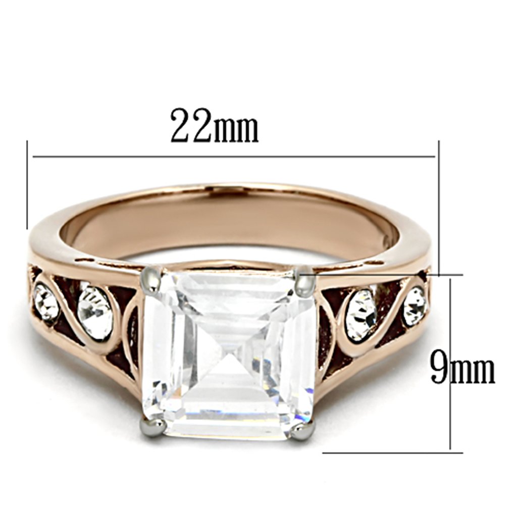 Marimor 4.30ct Princess Cut Cubic Zirconia Rose Gold Engagement Ring - Size 5-10 for Women