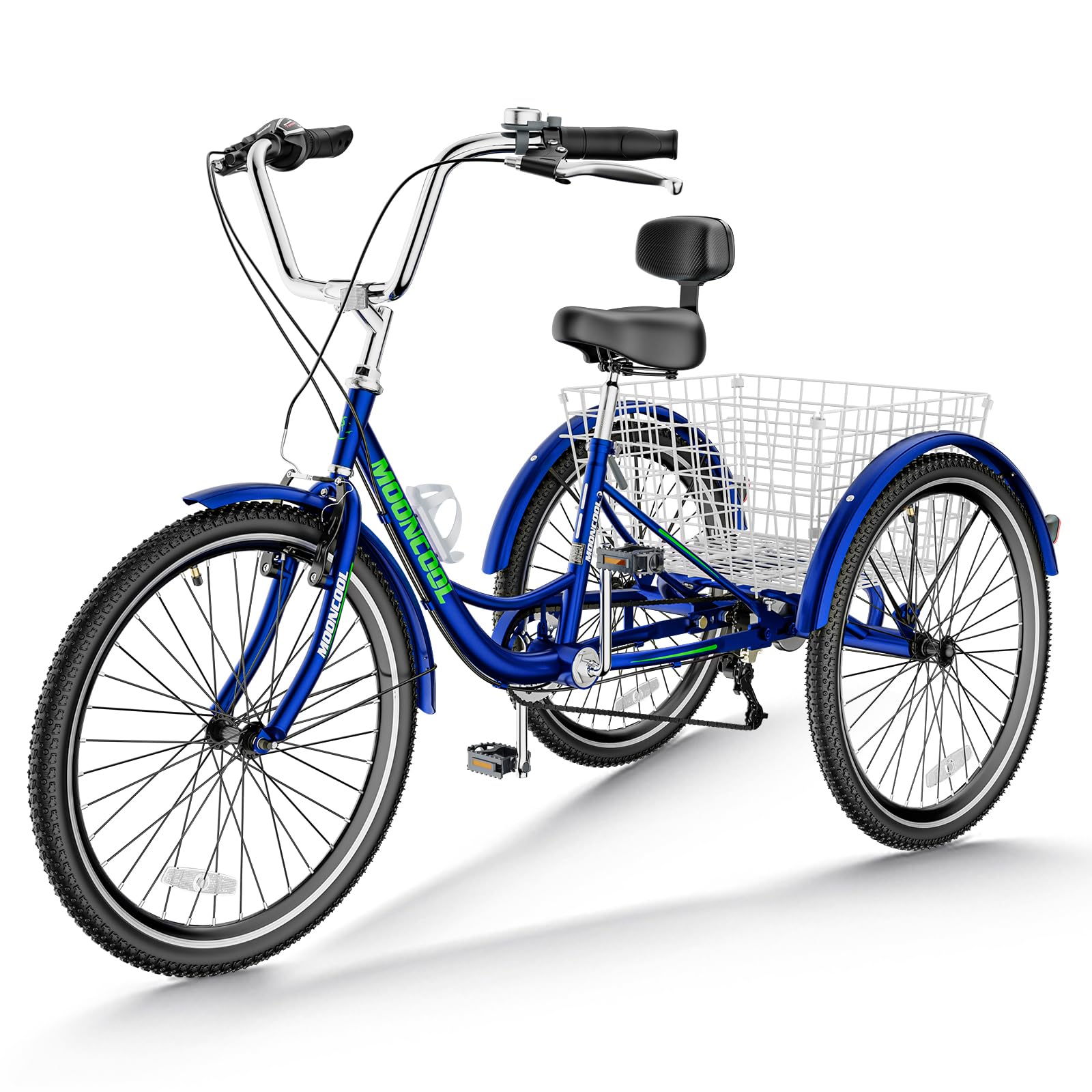 **7-Speed Adult Tricycles 20/24/26 Inch 3-Wheel Bikes with Basket - Comfortable Cruise Trike for Seniors, Women & Men - Perfect for Recreation, Shopping & Exercise - Multiple Colors Available**    **Usage Scenarios:** Ideal for leisurely rides, grocery shopping, outdoor exercise, and daily commuting.