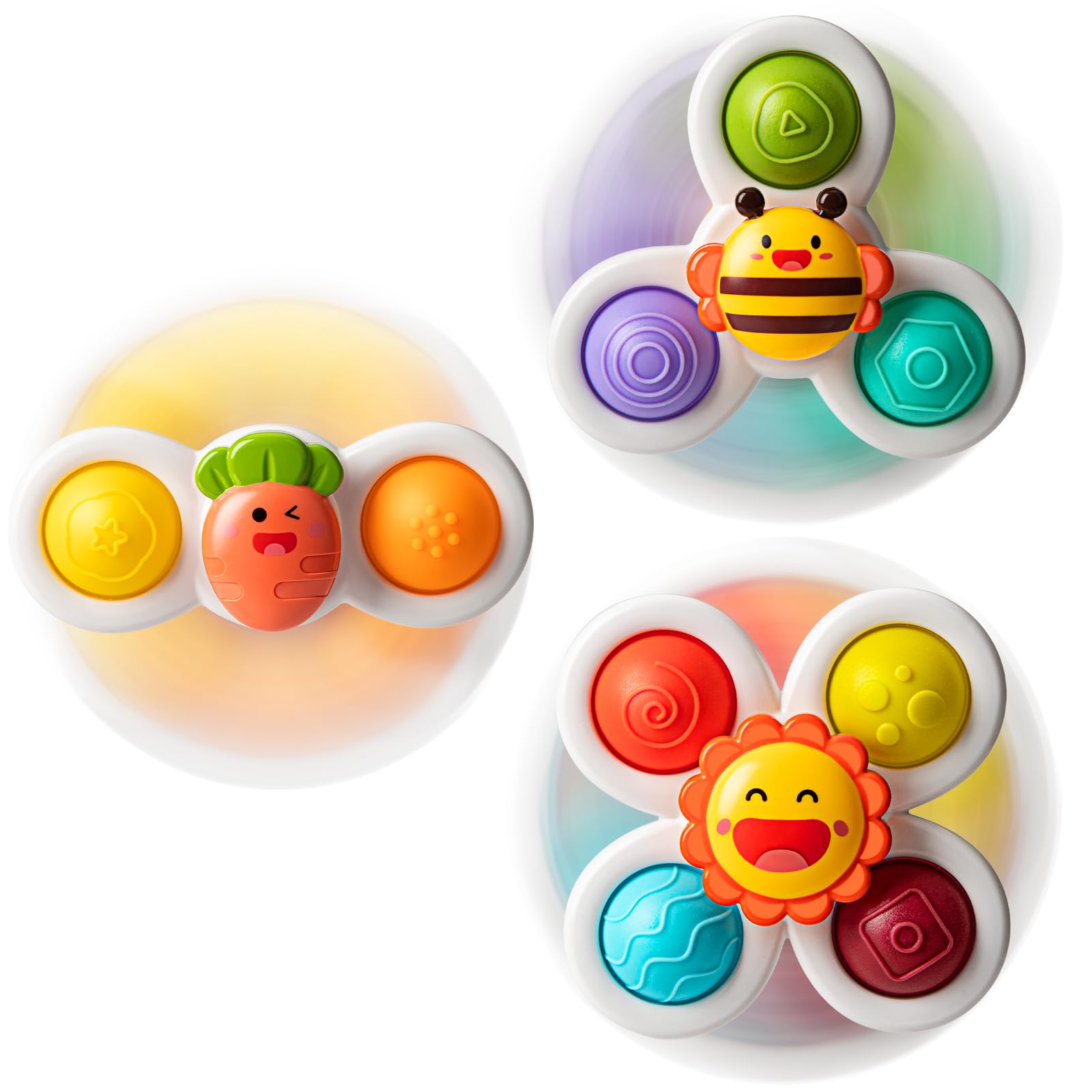 TOHIBEE 3PCS Baby Spinner Toys - Sensory Toys for Toddlers 1-3 Years - Easter Gifts & Bath Fun