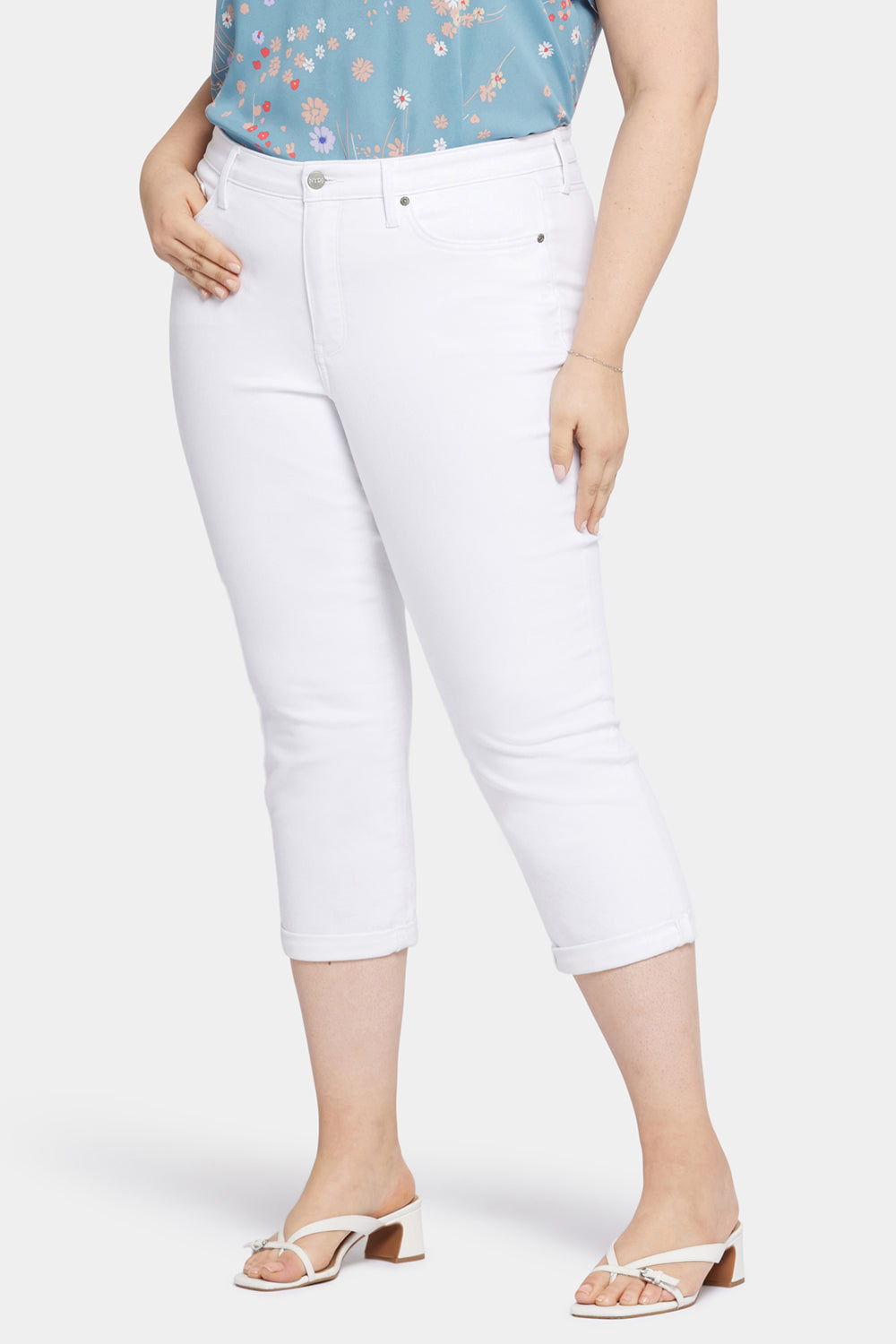 Chloe Plus Size Skinny Capri Jeans in Optic White - Stylish & Comfortable Women's Stretch Denim Pants for Casual Wear & Summer Outfits