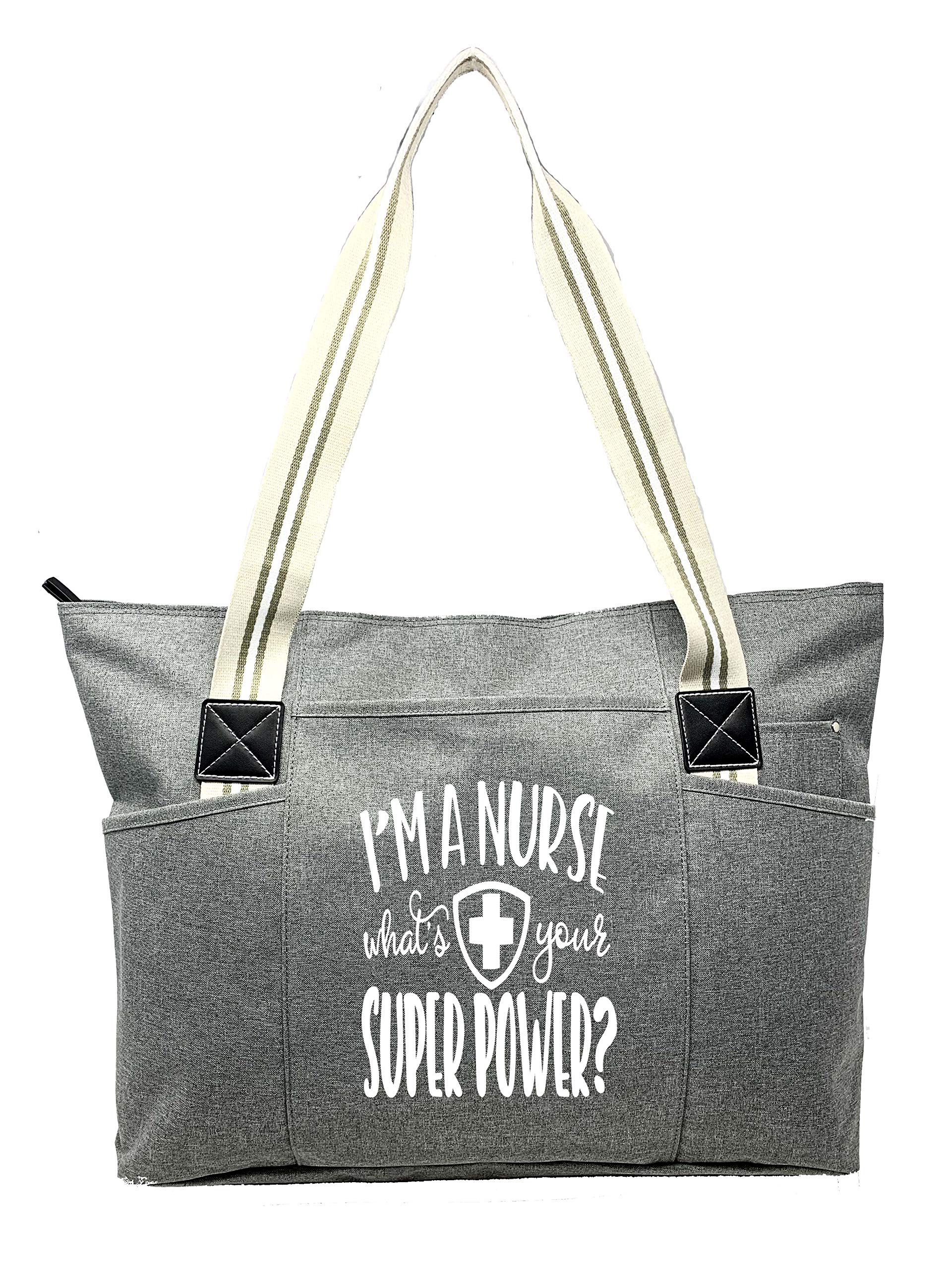 **Large Nurse Tote Bag for Work - Durable Nursing Bag with Zipper, Multiple Pockets & Reinforced Straps - Spacious Medical Tote for Nurses, Doctors & Healthcare Professionals - Perfect for Hospital Shifts, Clinical Work & Travel**