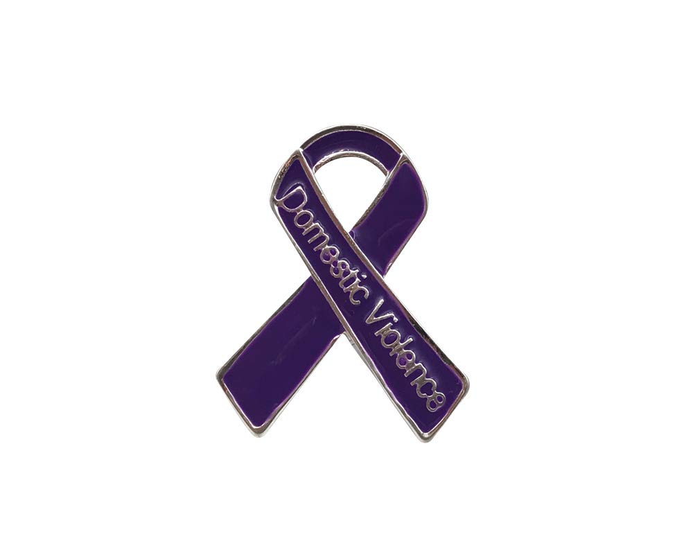 Domestic Violence Awareness Ribbon Pins - Purple Ribbon Shaped Pins for Fundraising & Prevention | Show Support for Domestic Violence Survivors & Causes