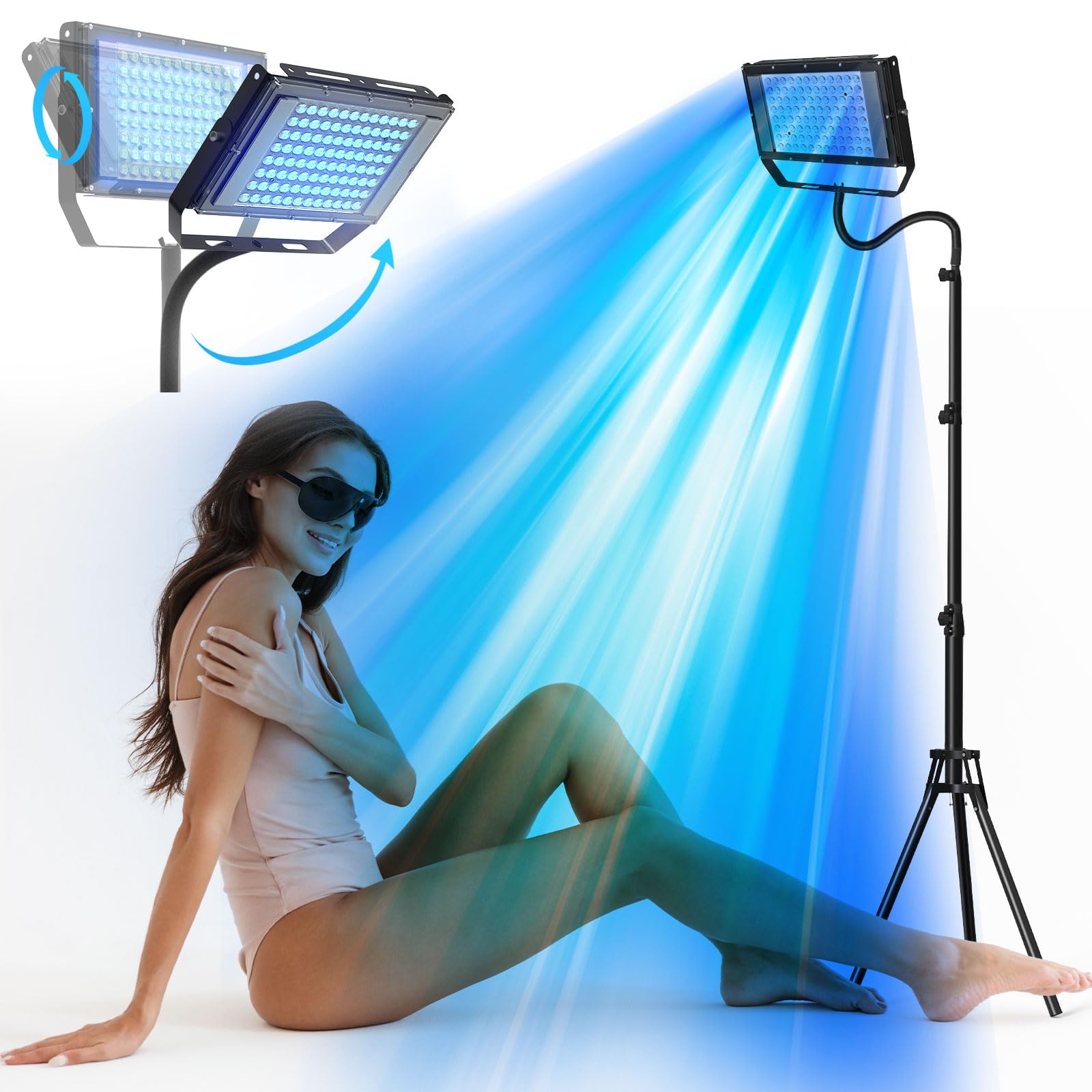 JITESY 50W Tanning Lamp for Home - 2 Modes (Constant & Pulsating), 5 Brightness Levels, Face Tanning Daylight Lamp, High Density Solarium for All Skin Tones (Black) - Perfect for At-Home Tanning, Beauty Salons & Self-Care Routines