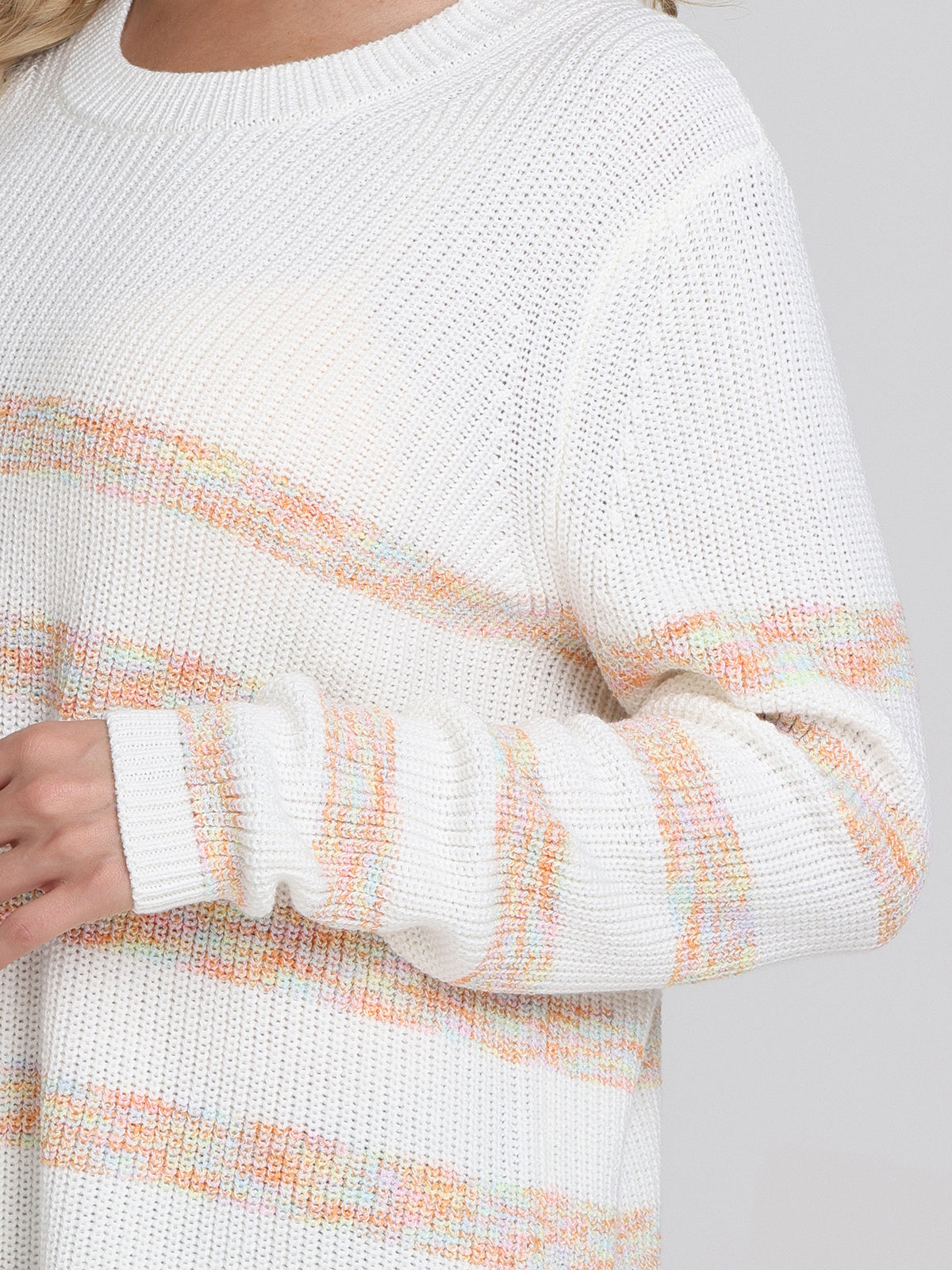 Emma Stripe Crewneck Shaker Sweater for Women - Cozy Knit Pullover with Classic Stripes | Perfect for Casual Outfits, Office Wear & Fall Layering