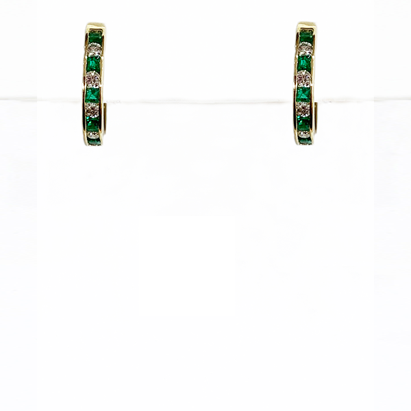 14K Yellow Gold Emerald Stud Earrings for Women - Dainty Green Gemstone Jewelry Gift for Her - Perfect for Weddings, Parties & Special Occasions