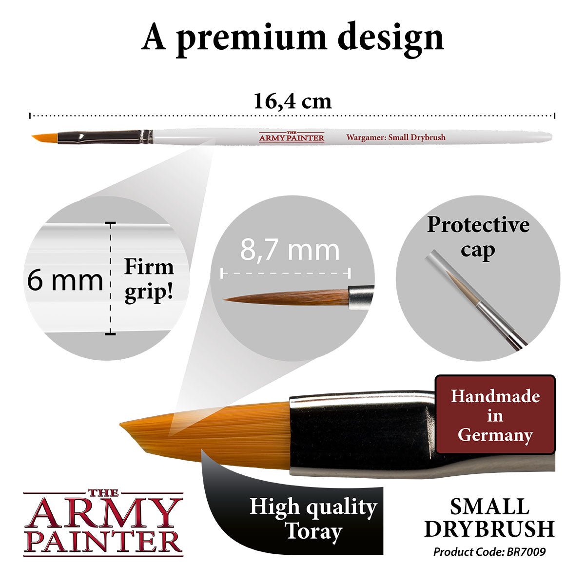 Wargamer Brush - Small Drybrush for Miniature Painting - Perfect for Warhammer, D&D, and Tabletop Gaming Models