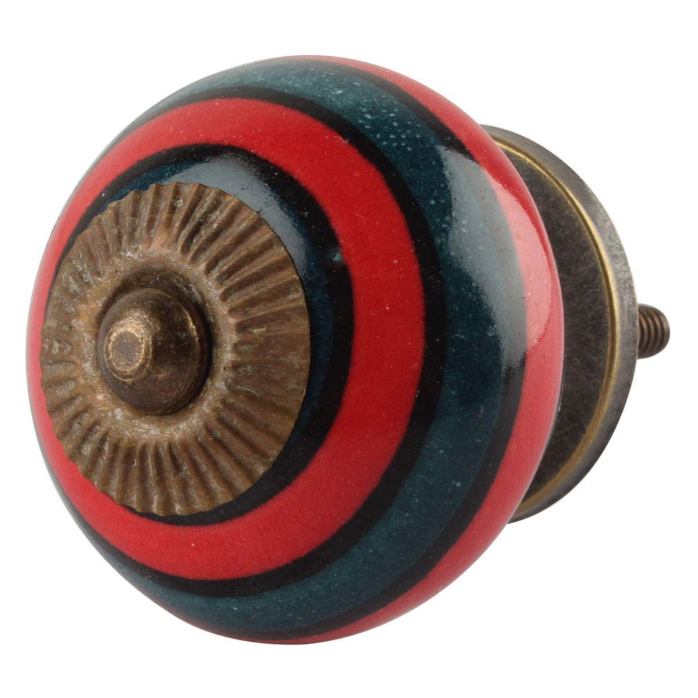 10 Pack Forest Green Striped Ceramic Drawer Knobs - Premium Kitchen Cabinet & Dresser Hardware Pulls - Elegant Decorative Upgrade for Home & Office Furniture